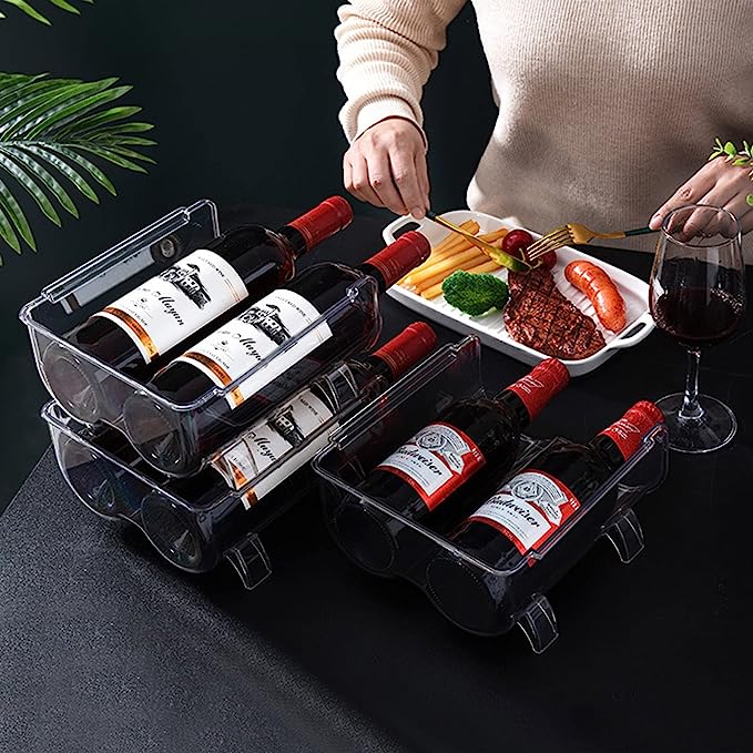 Bottle Stack Stackable Water Bottle Organizer, Wine Rack for Kitchen Fridge Organization and Storage