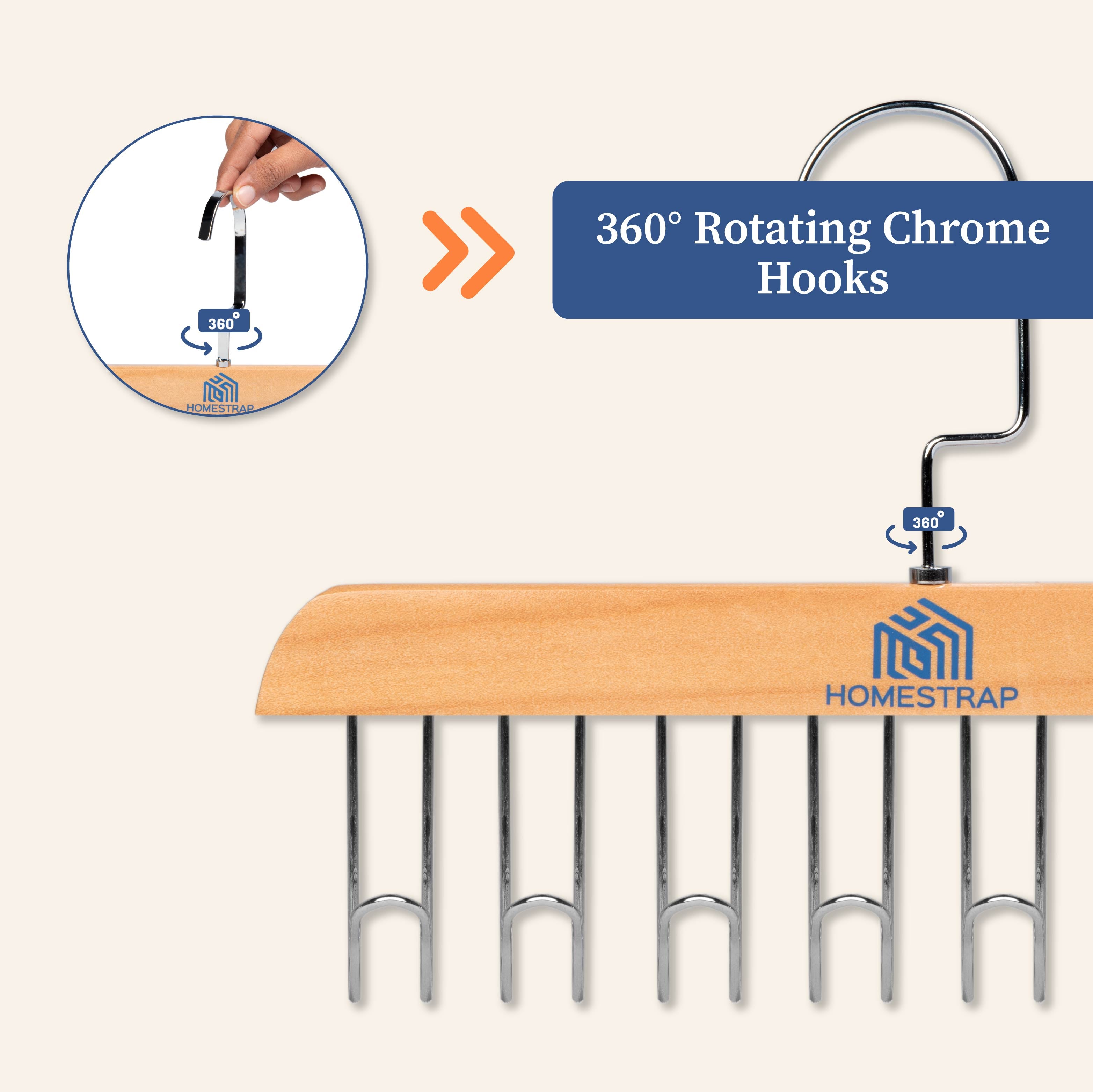 Multi Hook Hanger | Wooden Tie and Belt Hanger