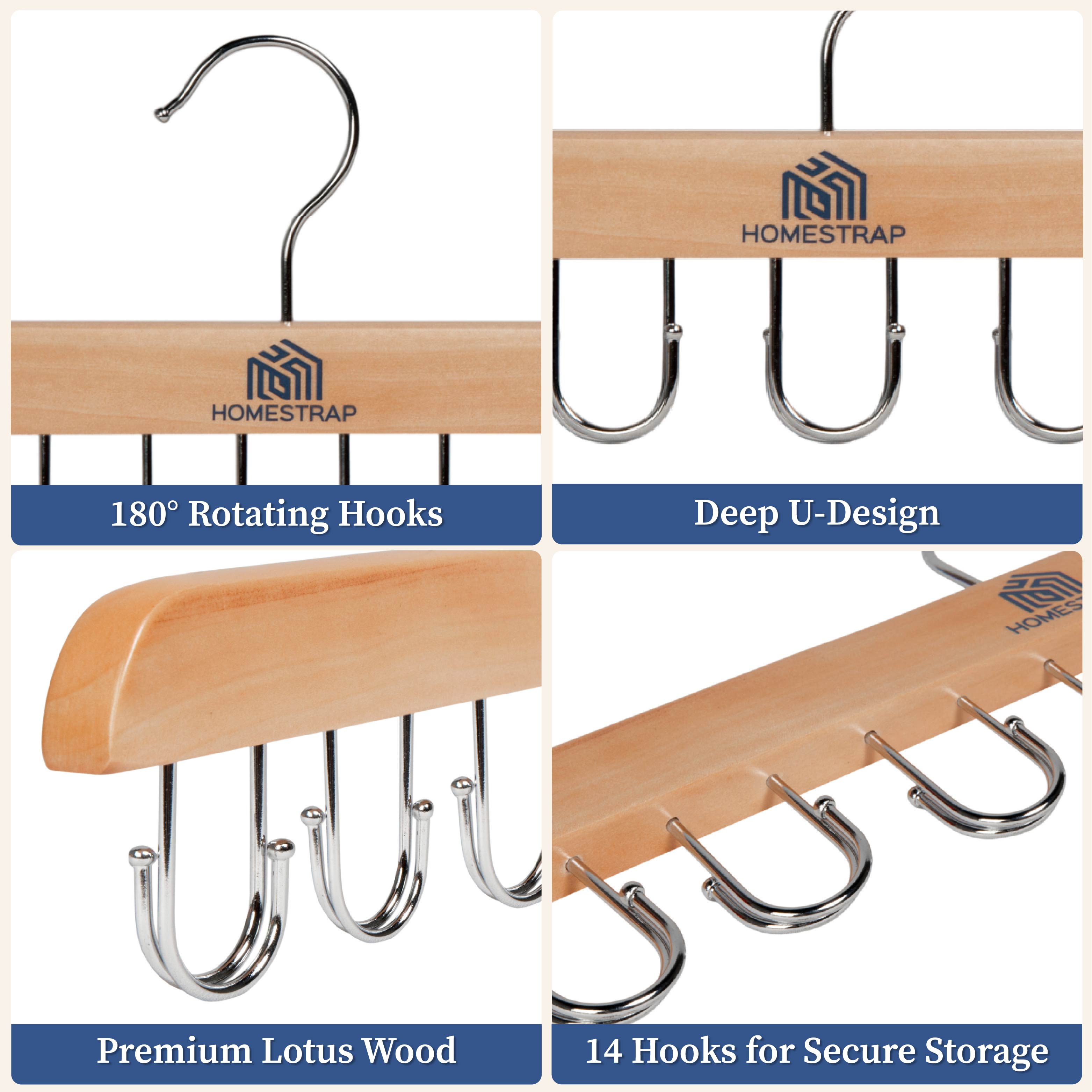 14 Multi-Hook Durable Wood Hanger