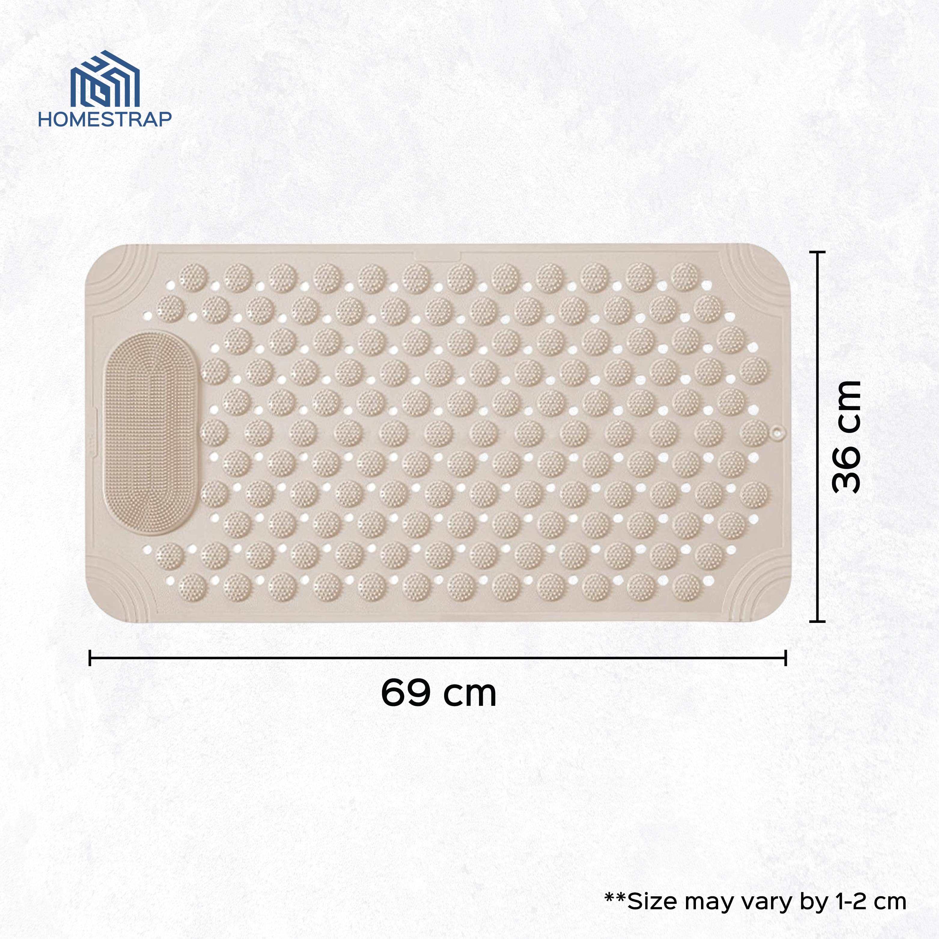 Anti-Skid Shower Mat with Suction Cups & Foot Scrubber