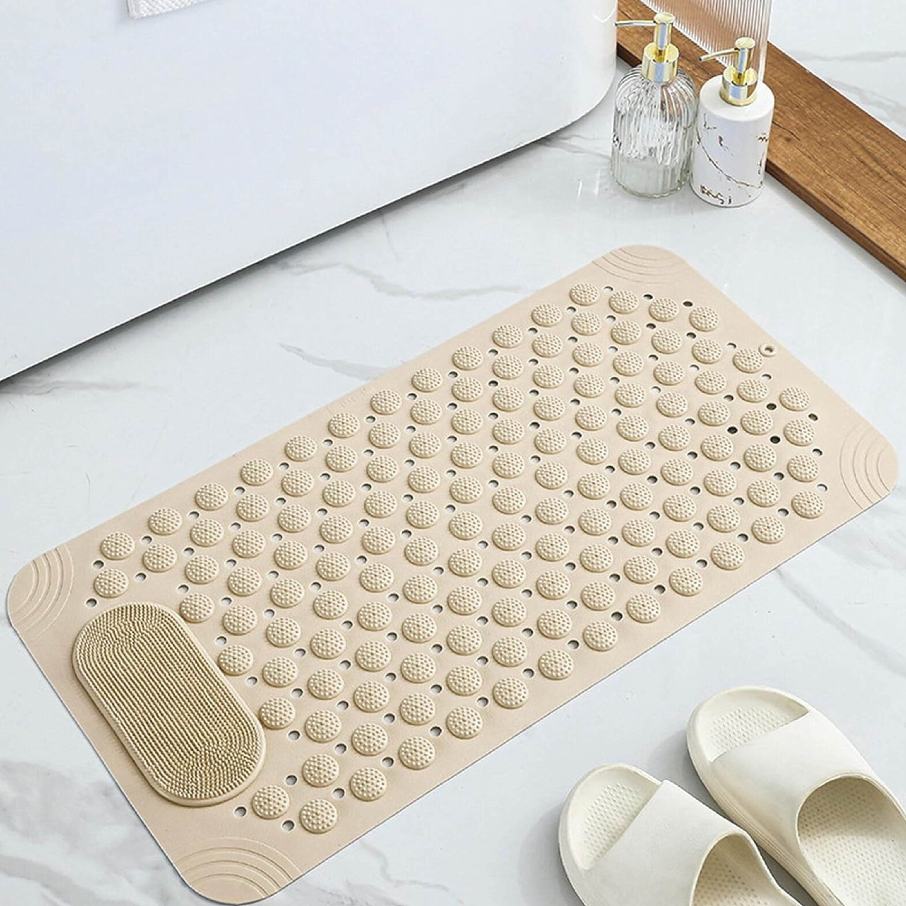 Anti-Skid Shower Mat with Suction Cups & Foot Scrubber