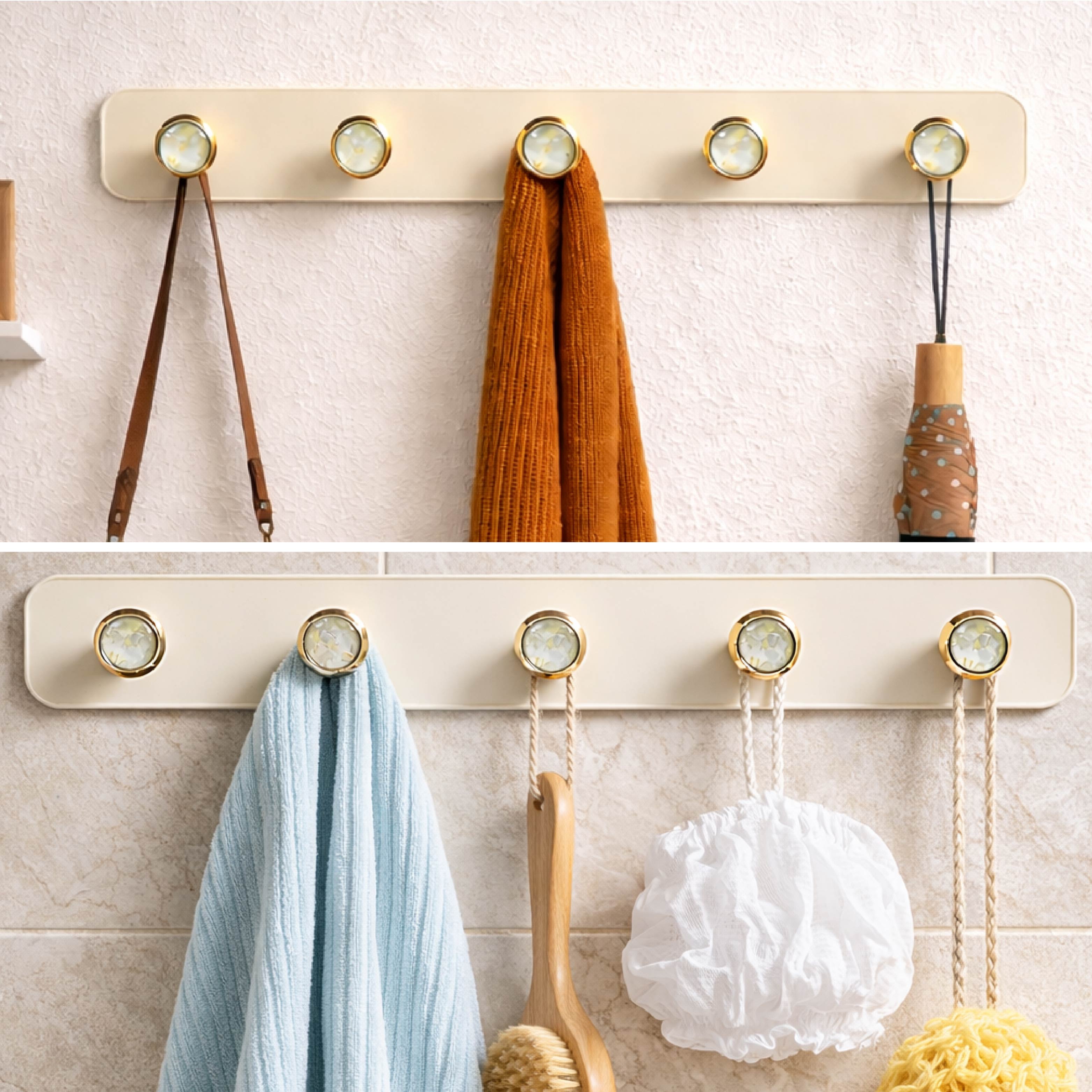 5 Hook Rack Self Adhesive Wall Hooks|Set of 2