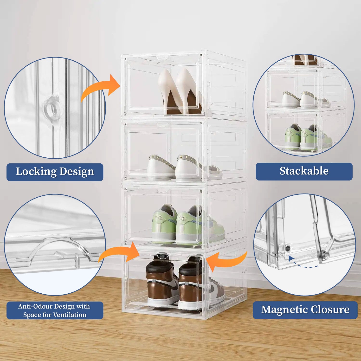 Clear Multi Bins | Shoe Sneakers Organizer