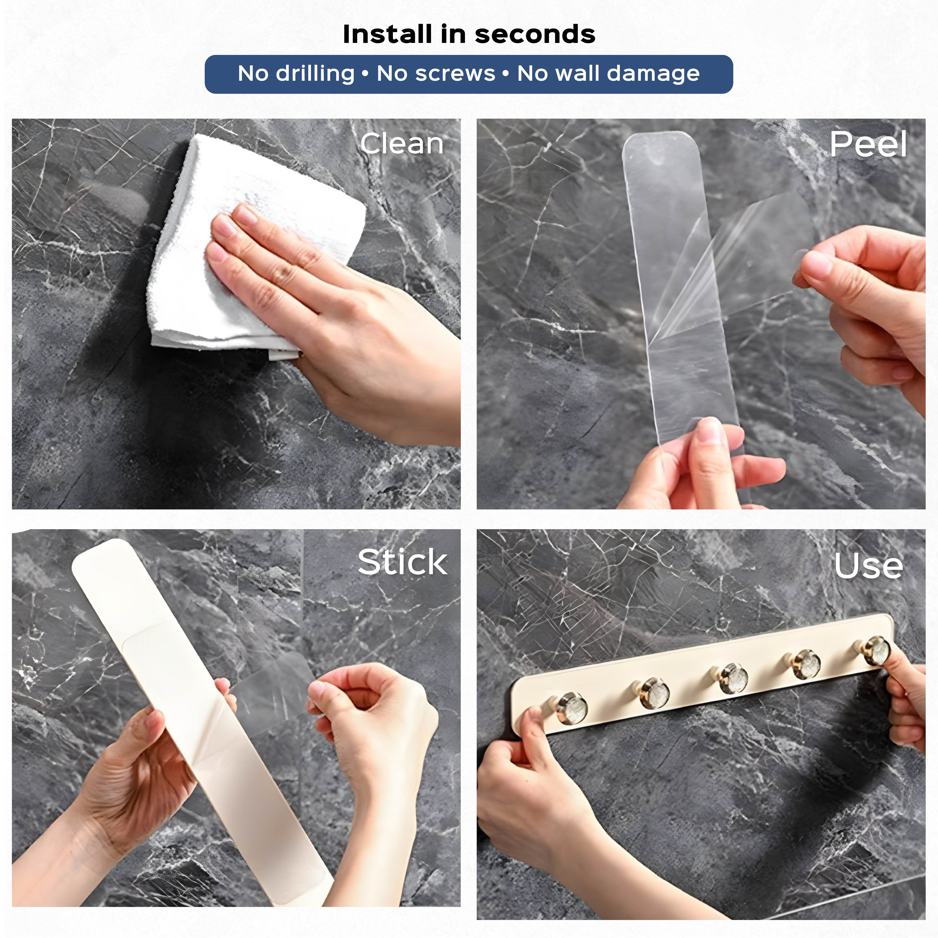 5 Hook Rack Self Adhesive Wall Hooks|Set of 2