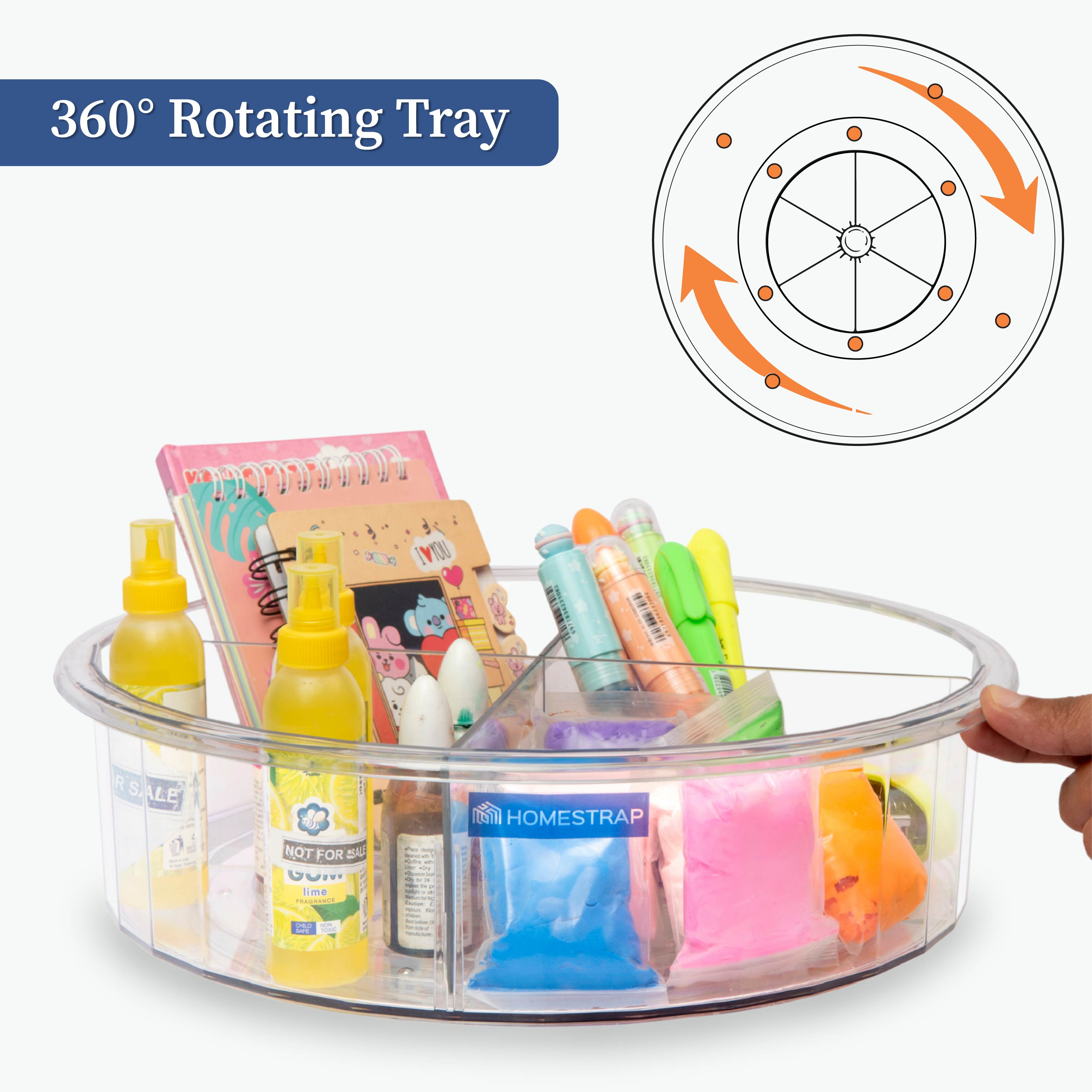 360 Multipurpose Rotating Organizer Tray with division| Lazy Susan