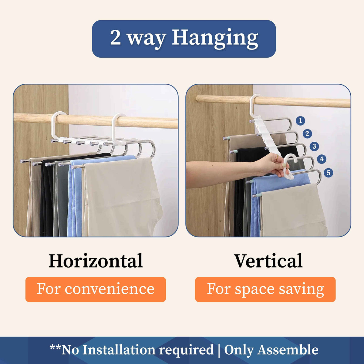 Space-Saver 5-in-1 Hanger | Multi-Layer Foldable Hanger