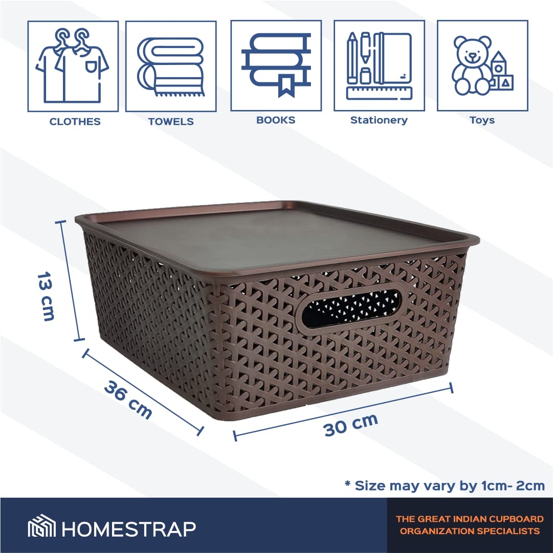 Set Of 3, Plastic Storage Organizers | Baskets With Lid