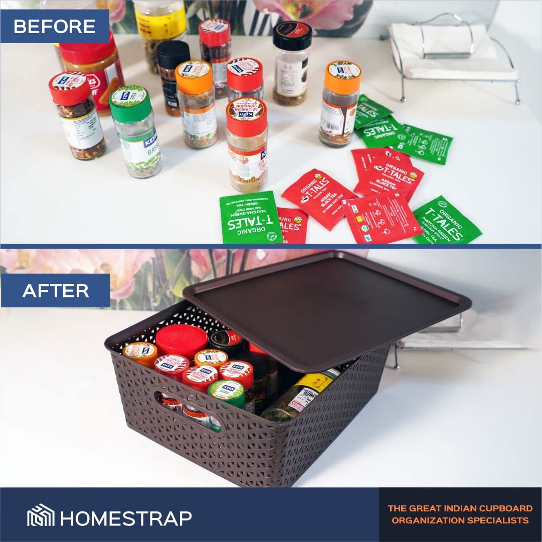 Set Of 3, Plastic Storage Organizers | Baskets With Lid