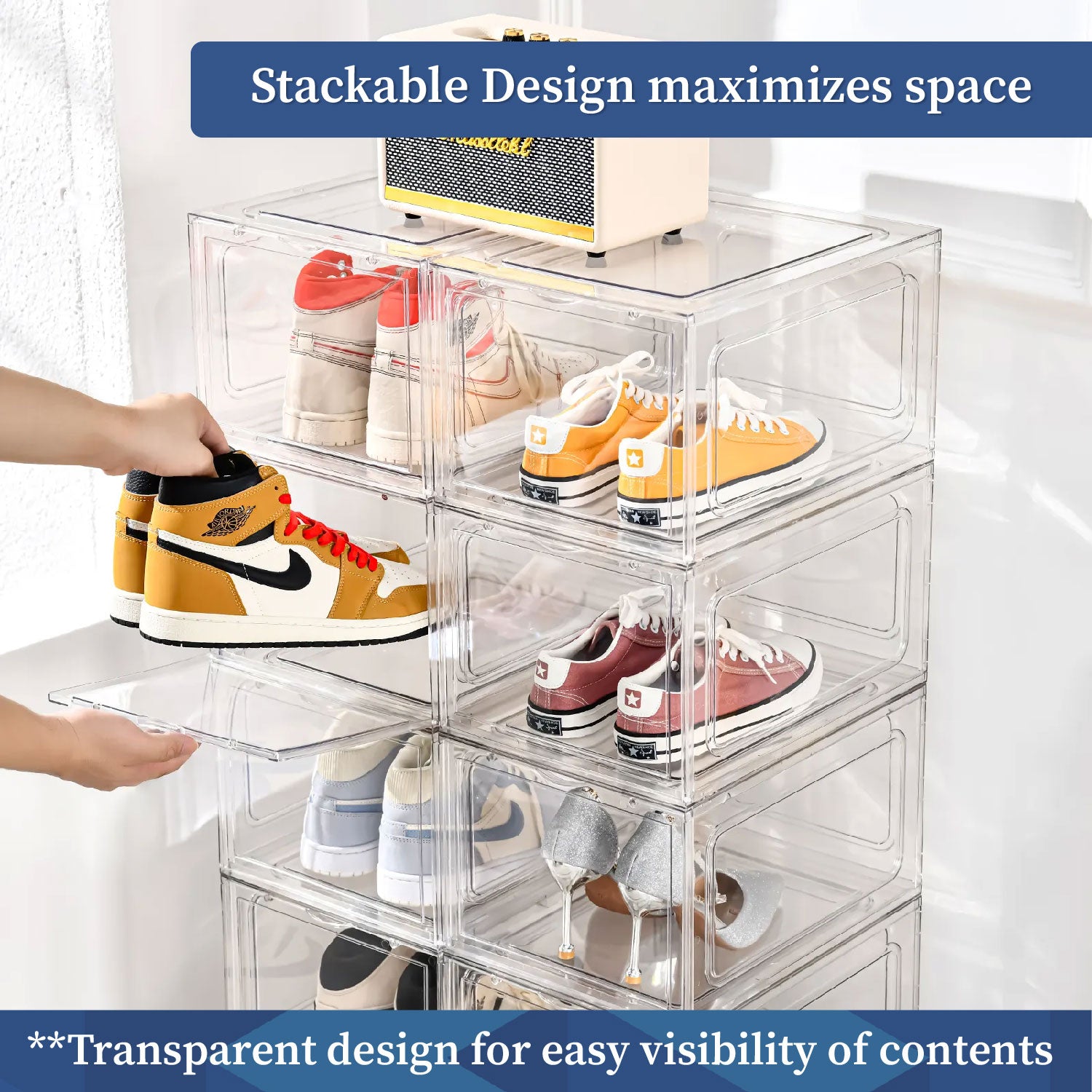 Clear Multi Bins | Shoe Sneakers Organizer