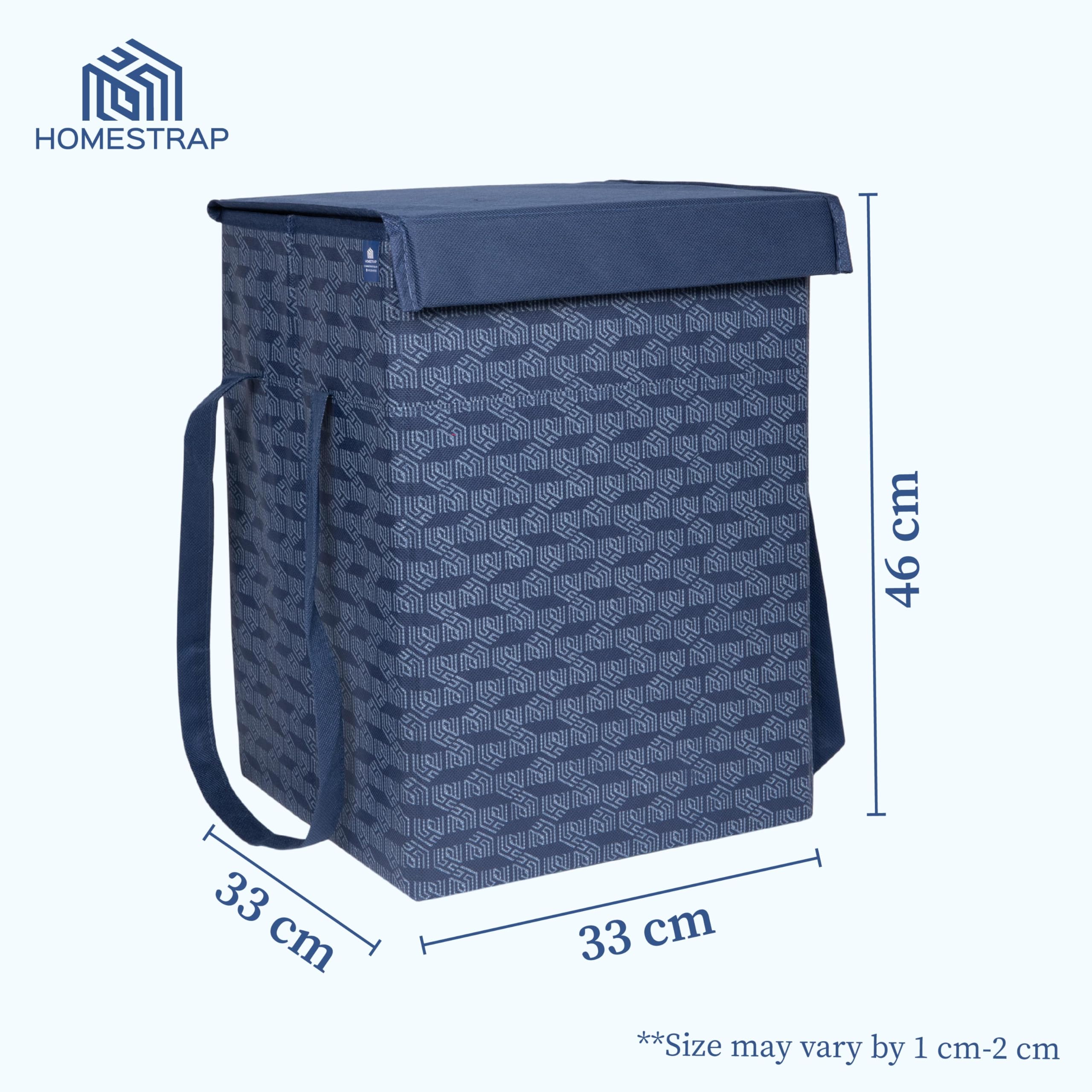 50 Ltrs Laundry Basket | Storage Bag with Attached Lid and Handles