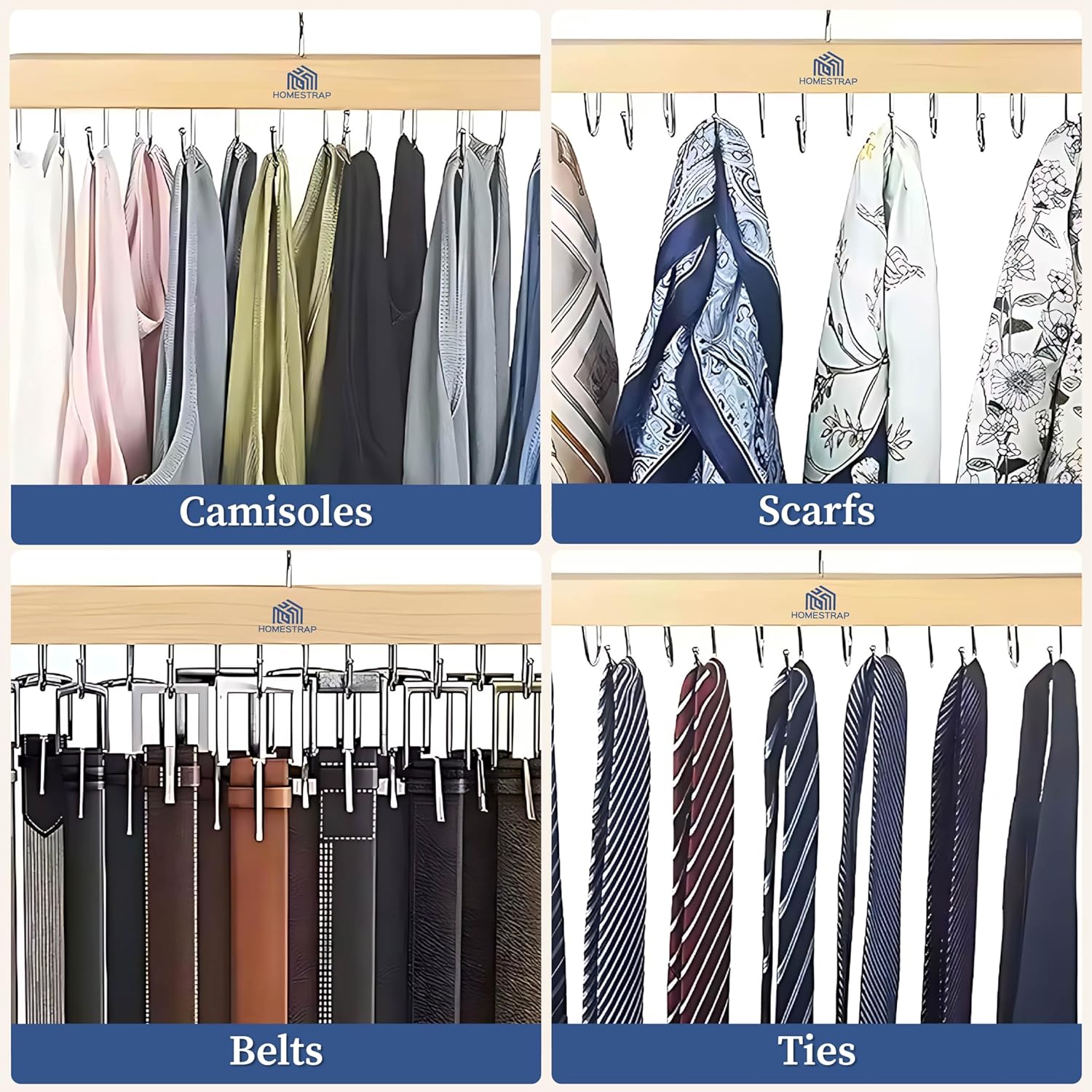 14 Multi-Hook Durable Wood Hanger