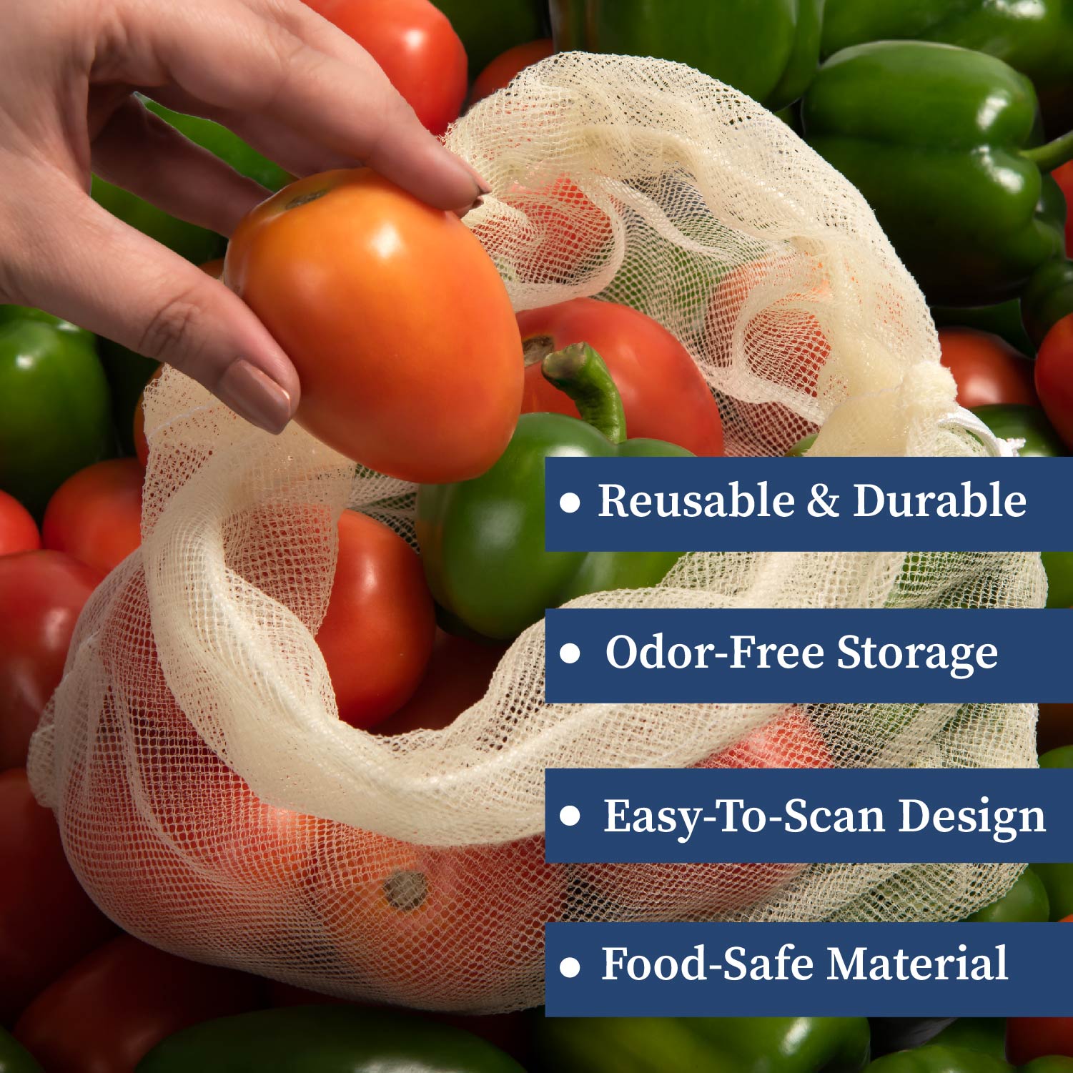 Set of 6 Reusable Mesh Vegetable Storage Bags