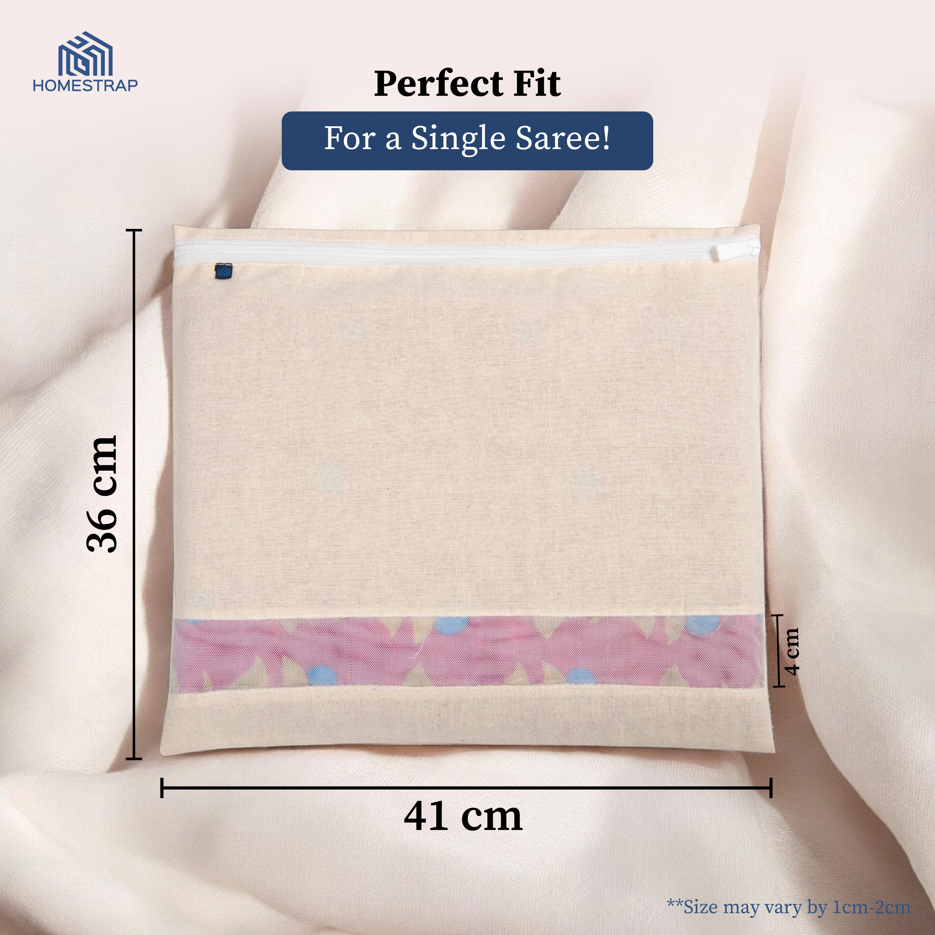 Cotton Saree Cover with Durable Mesh Window & Zipper Closure