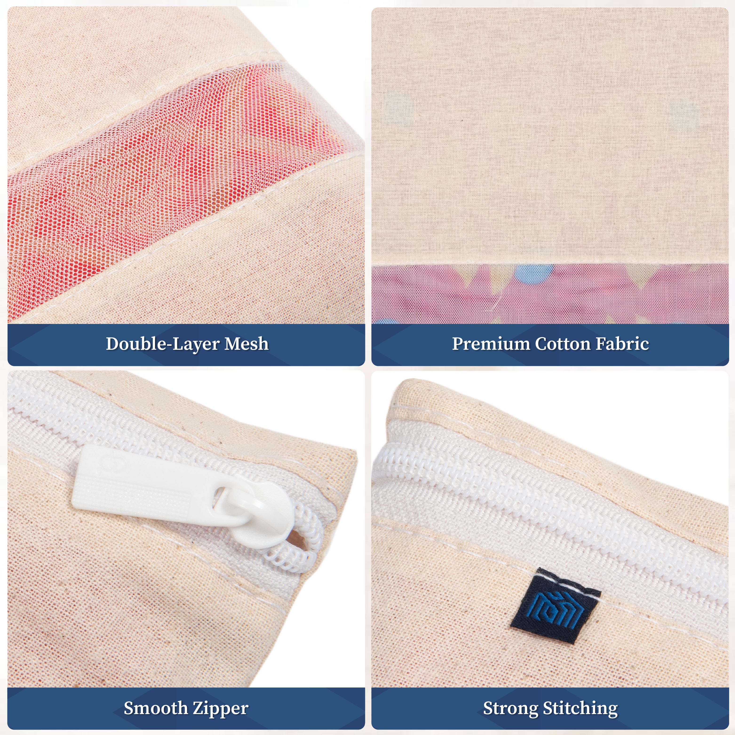 Cotton Saree Cover with Durable Mesh Window & Zipper Closure