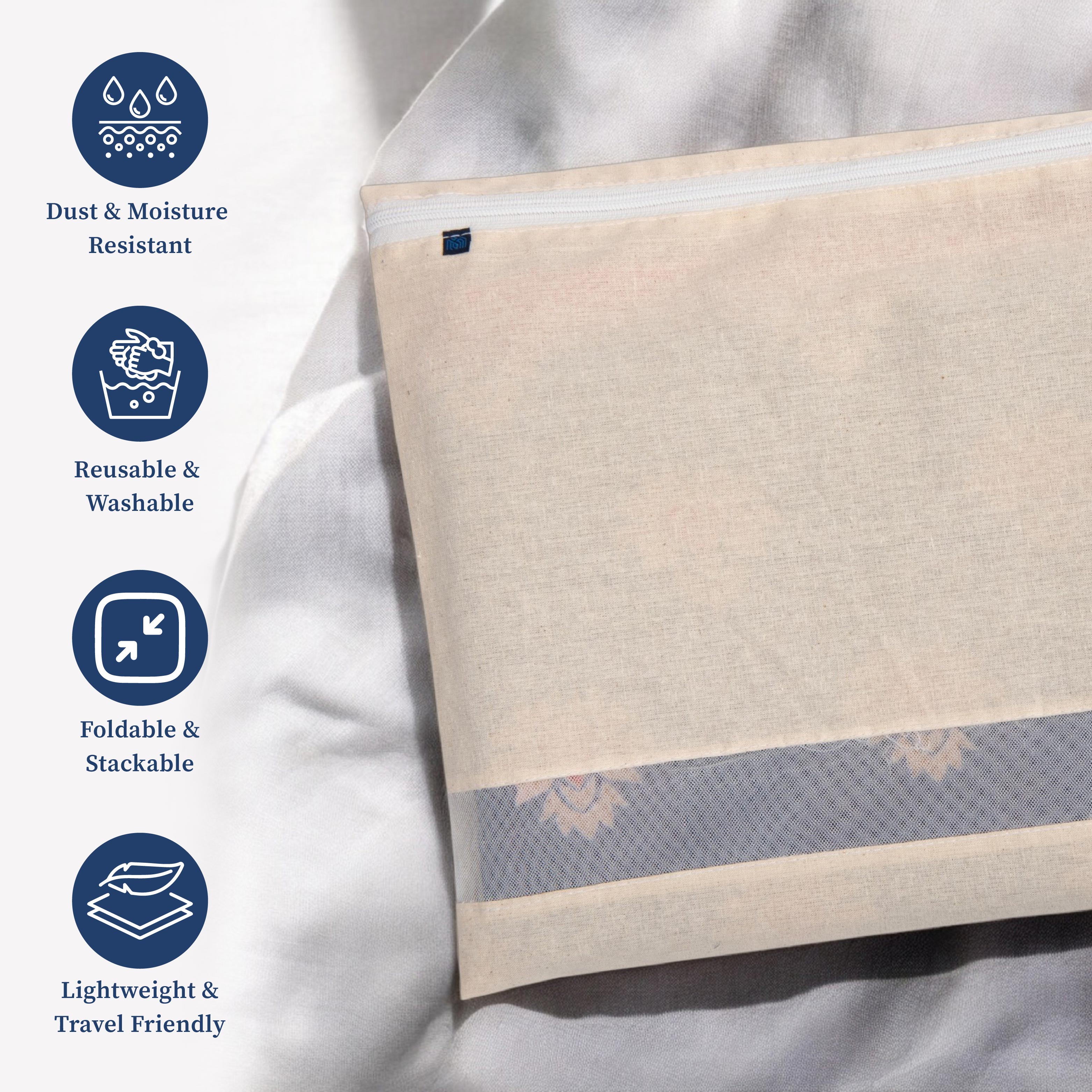 Cotton Saree Cover with Durable Mesh Window & Zipper Closure