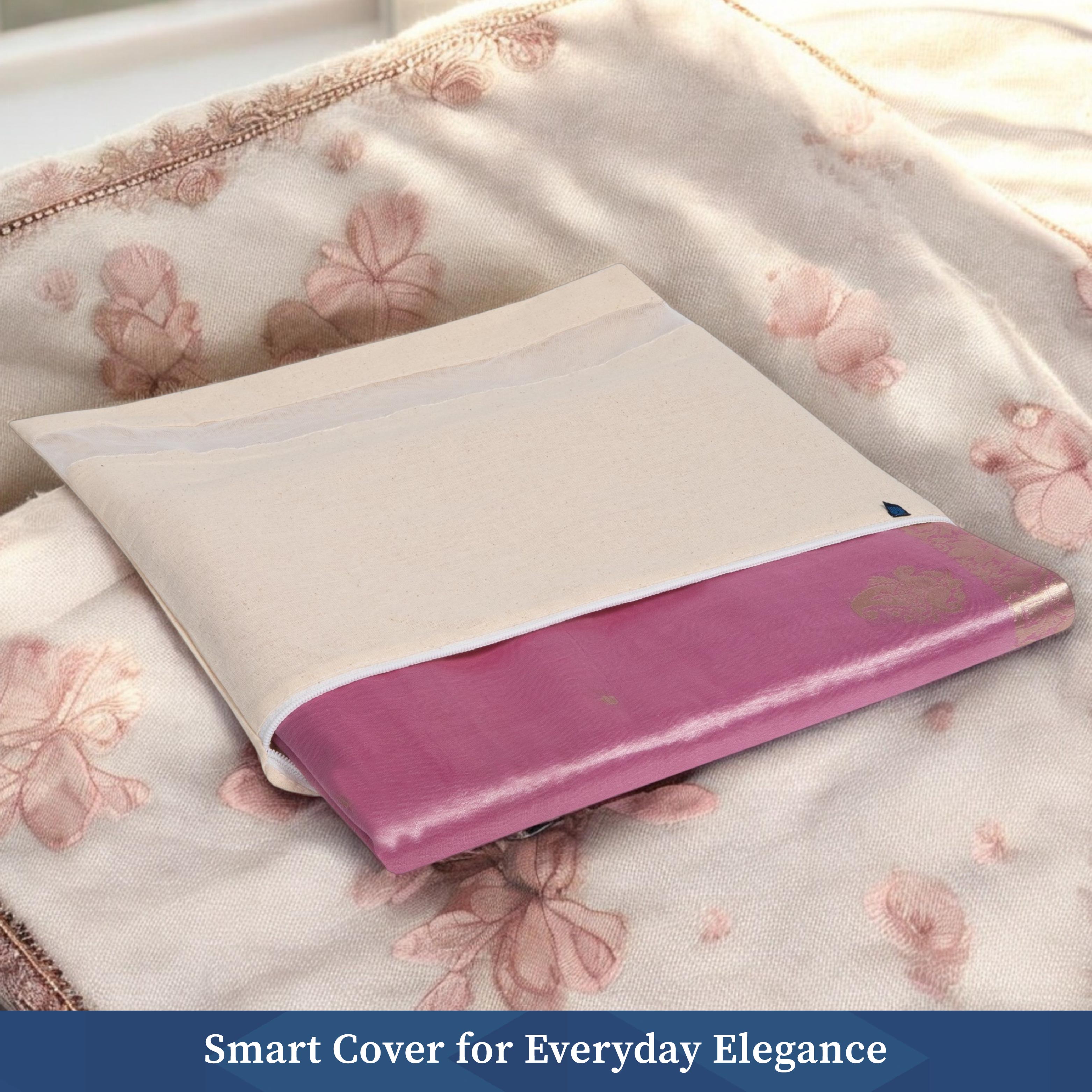Cotton Saree Cover with Durable Mesh Window & Zipper Closure