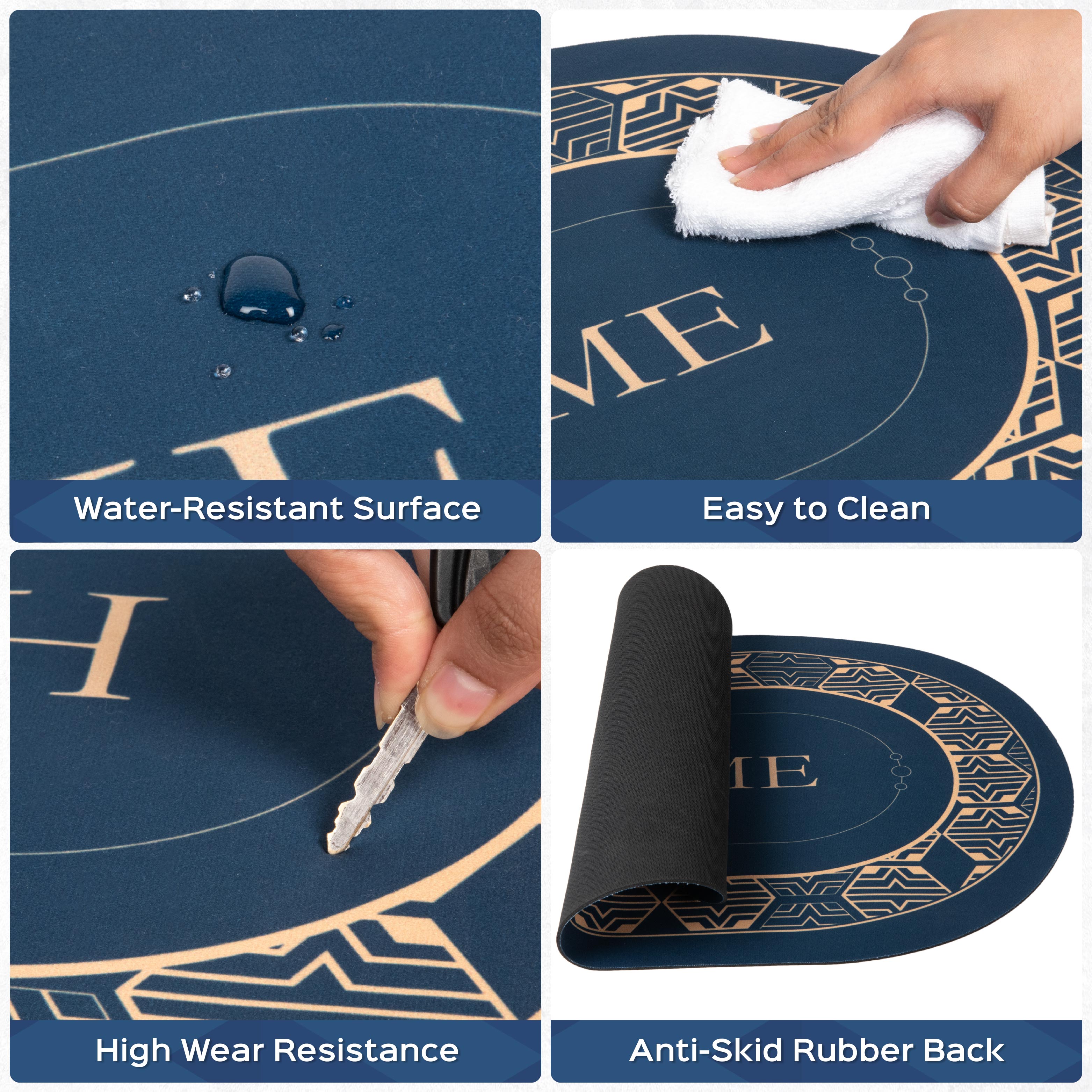 Oval Anti-Slip Floor Mat Set of 2