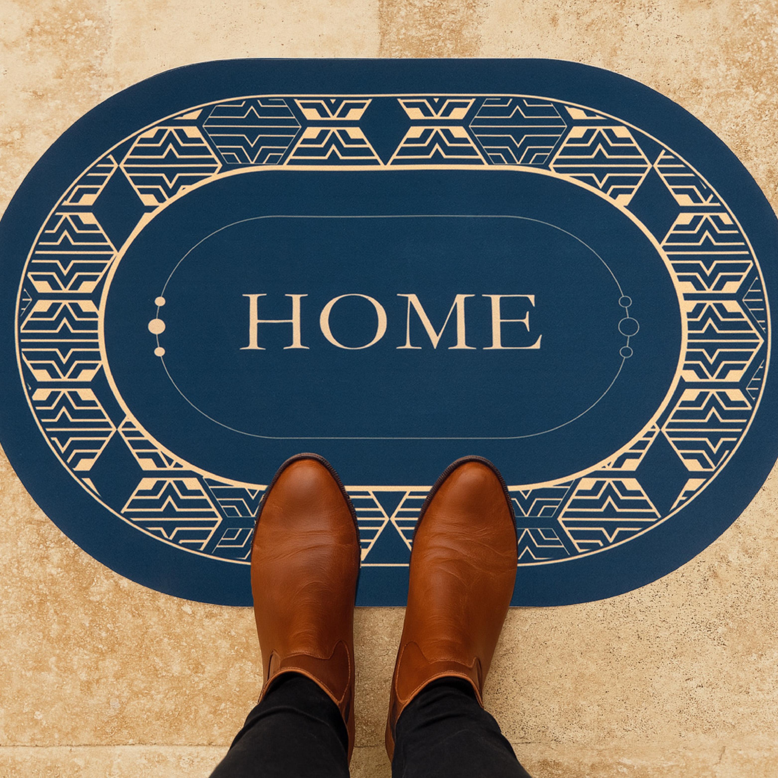 Oval Anti-Slip Floor Mat Set of 2