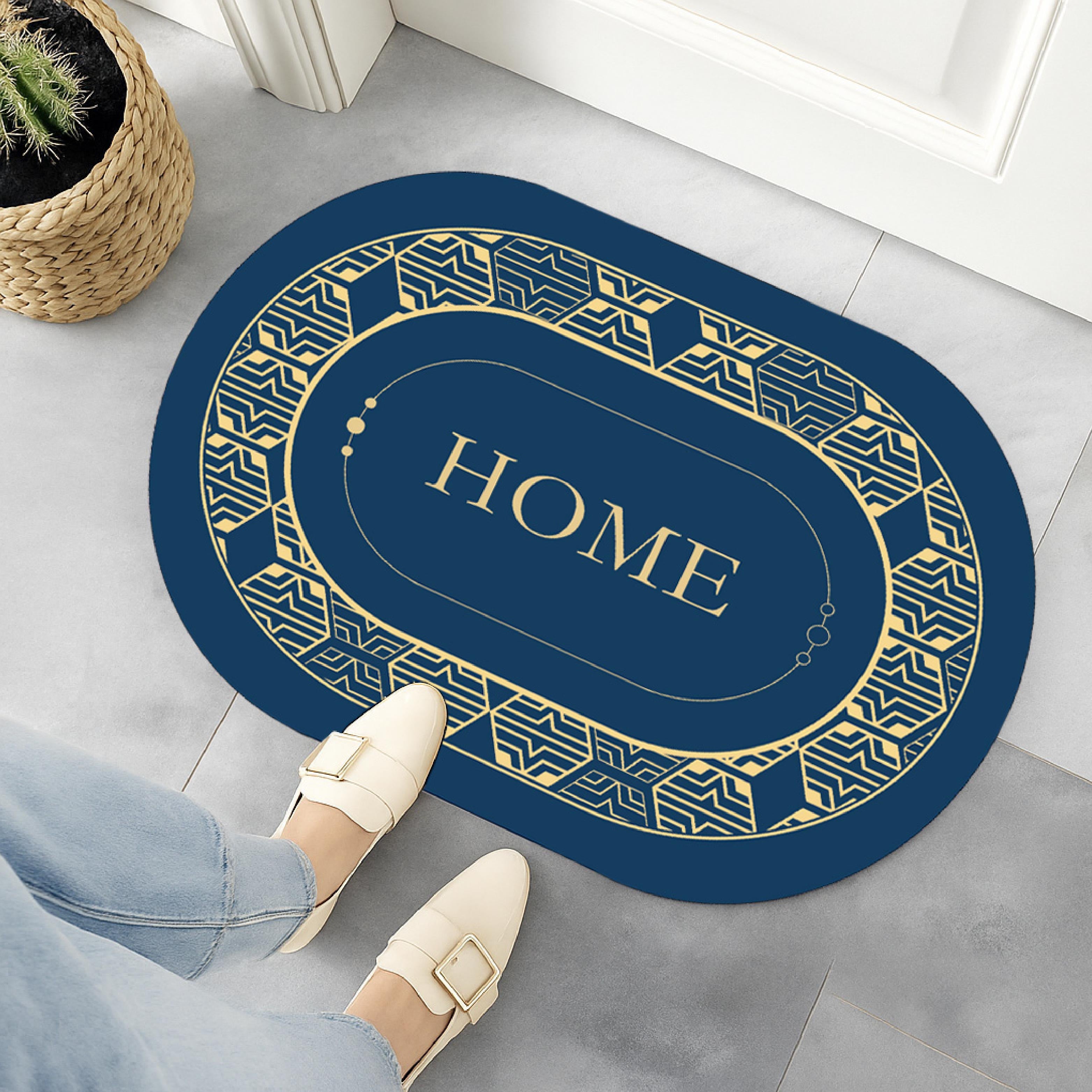 Oval Anti-Slip Floor Mat Set of 2