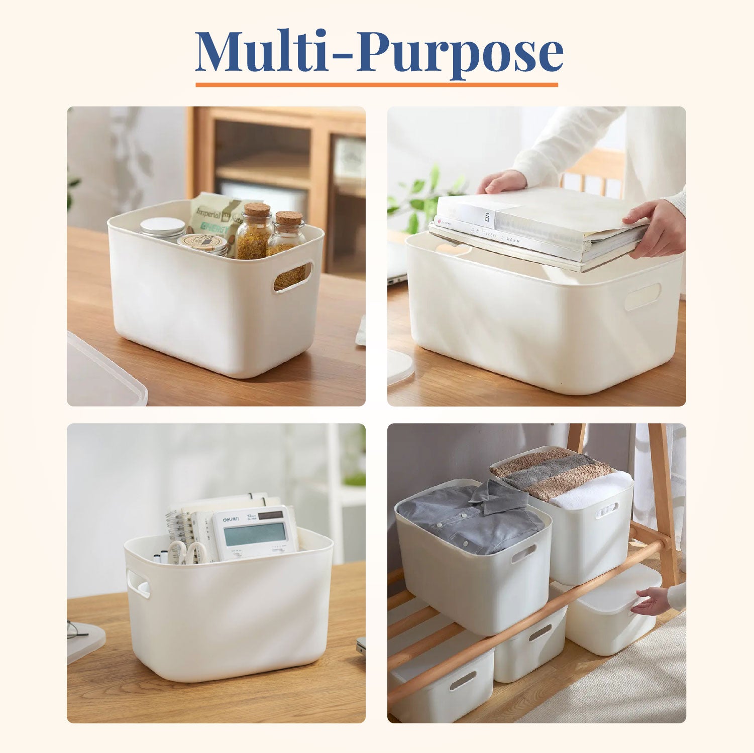 Everyday Bin trio | Set of 3, Plastic Storage Basket Bins with Lid
