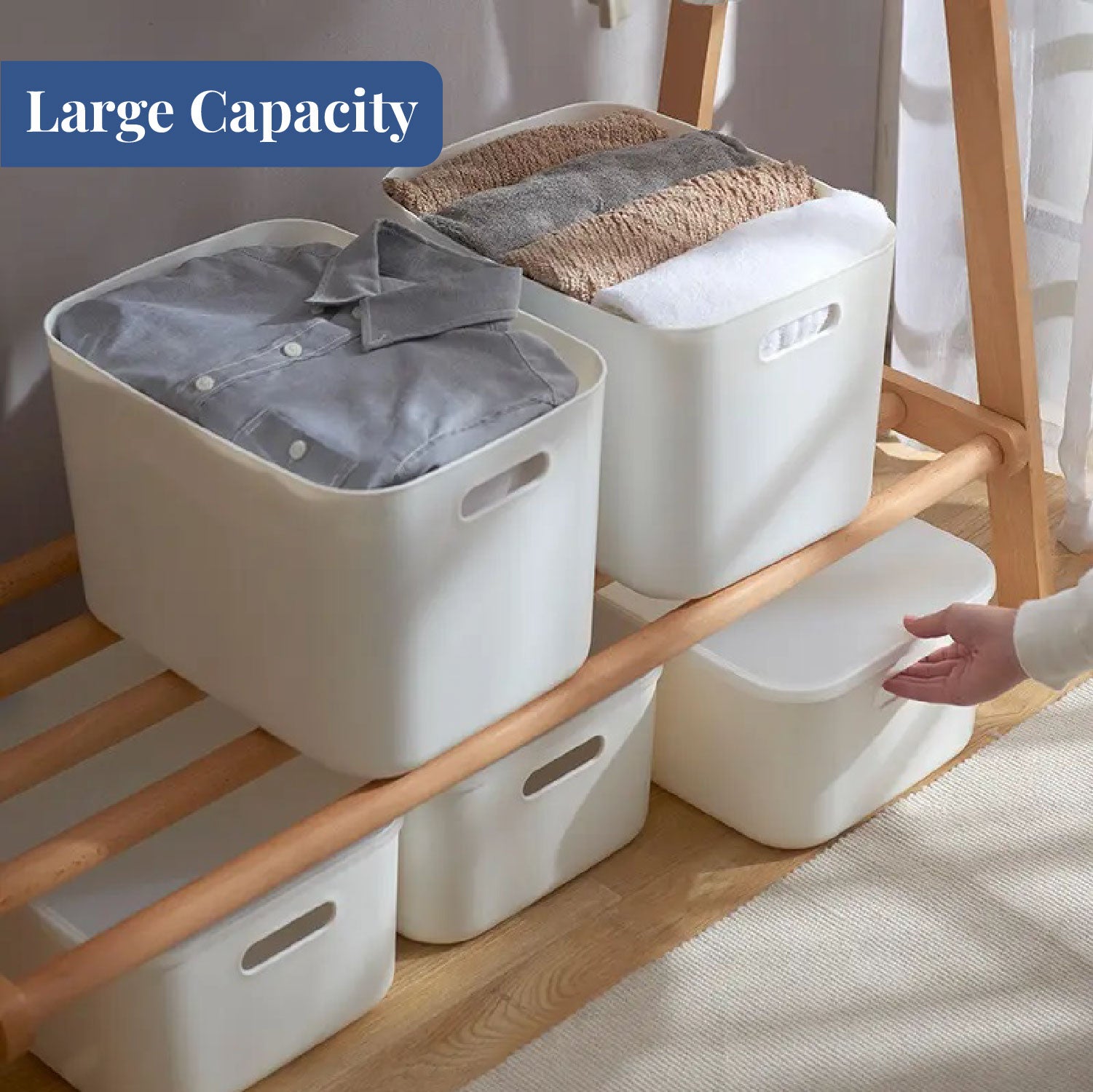 Everyday Bin trio | Set of 3, Plastic Storage Basket Bins with Lid