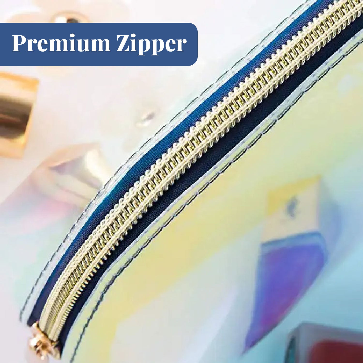 Glossy glamer | Holographic Cosmetic Travel Handbag Pouch with Zipper