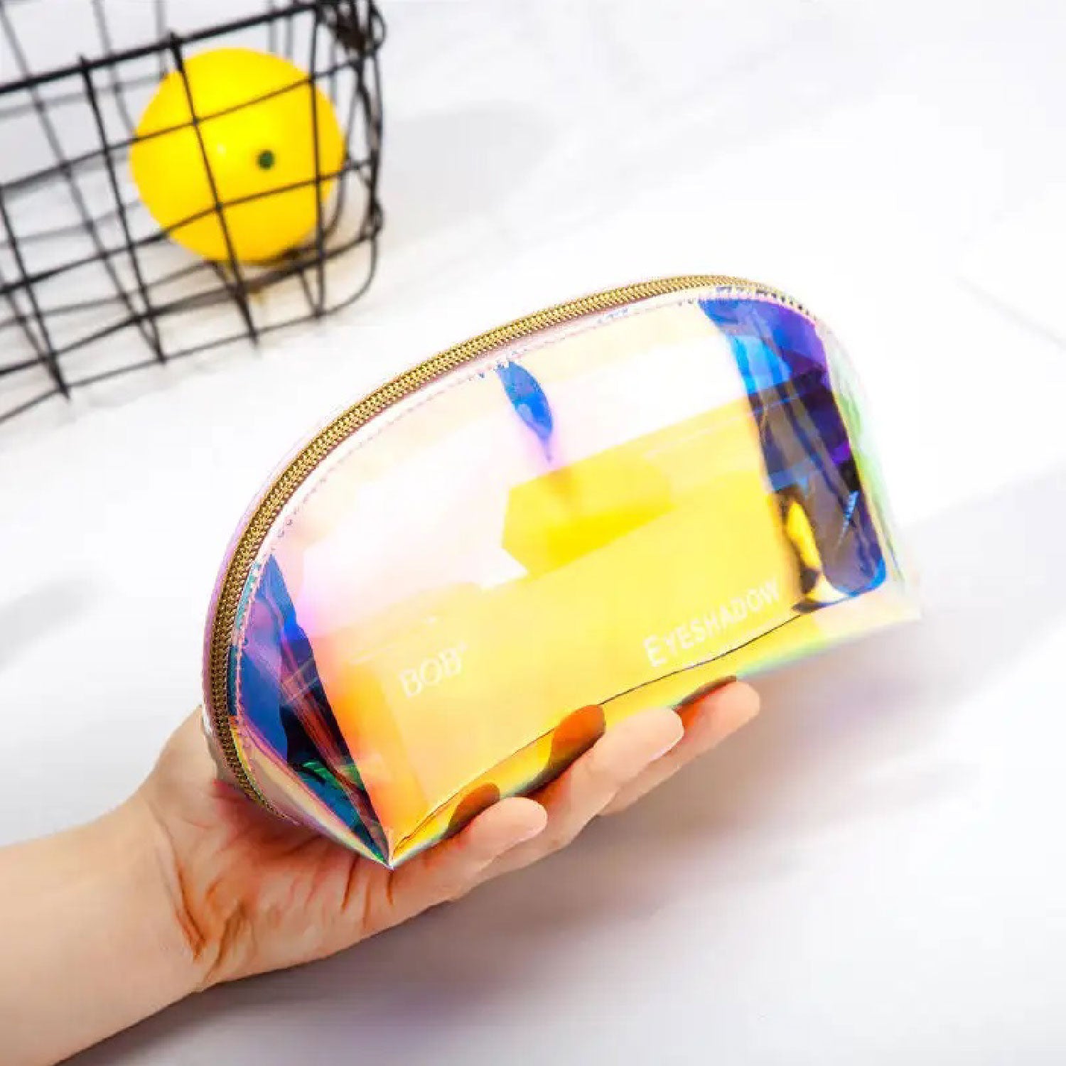 Glossy glamer | Holographic Cosmetic Travel Handbag Pouch with Zipper