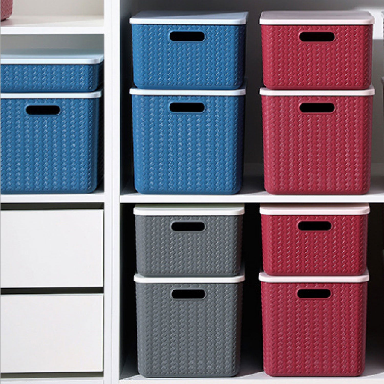 Hide & Seeker | Set of 3, Multipurpose Plastic Storage Baskets With Lid & Handle