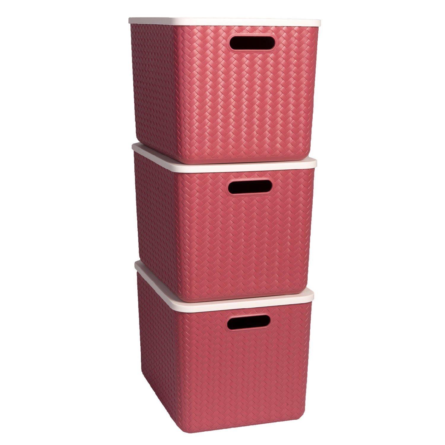Hide & Seeker | Set of 3, Multipurpose Plastic Storage Baskets With Lid & Handle