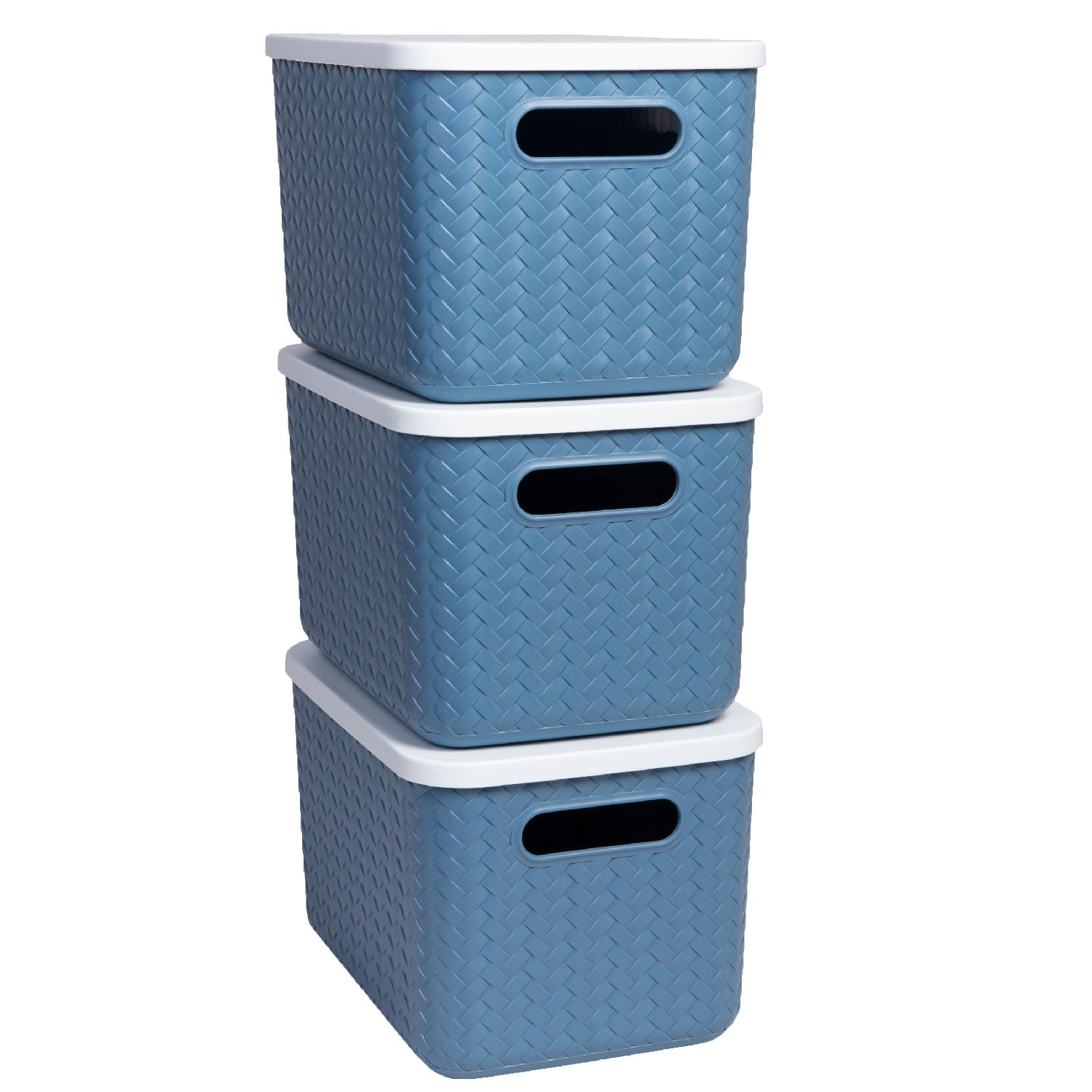 Hide & Seeker | Set of 3, Multipurpose Plastic Storage Baskets With Lid & Handle
