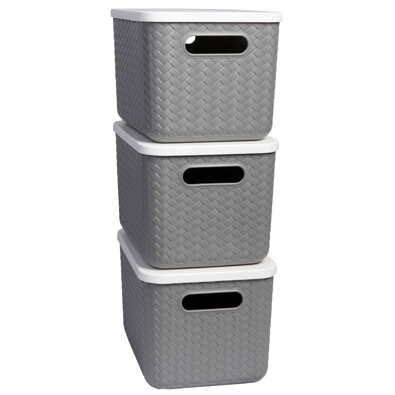 Hide & Seeker | Set of 3, Multipurpose Plastic Storage Baskets With Lid & Handle