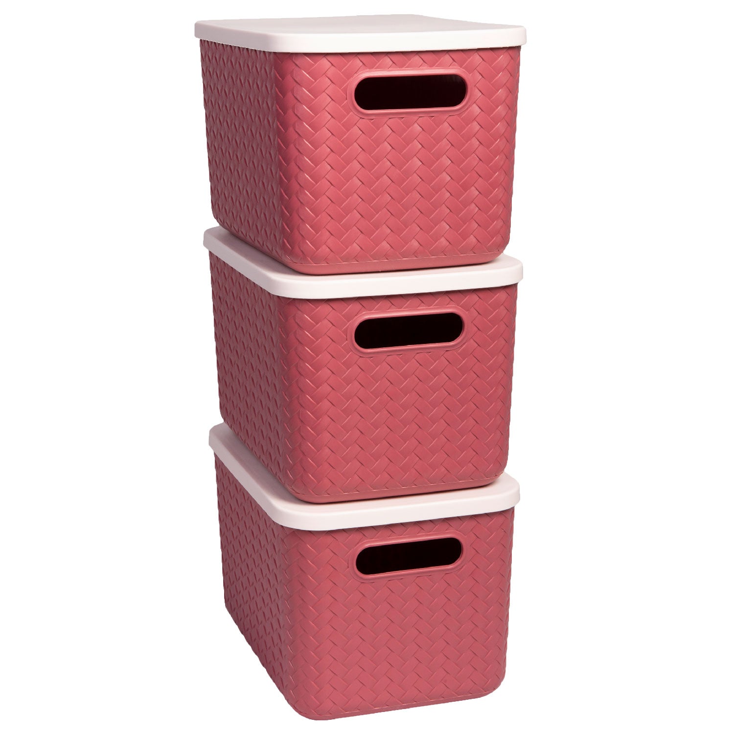 Hide & Seeker | Set of 3, Multipurpose Plastic Storage Baskets With Lid & Handle