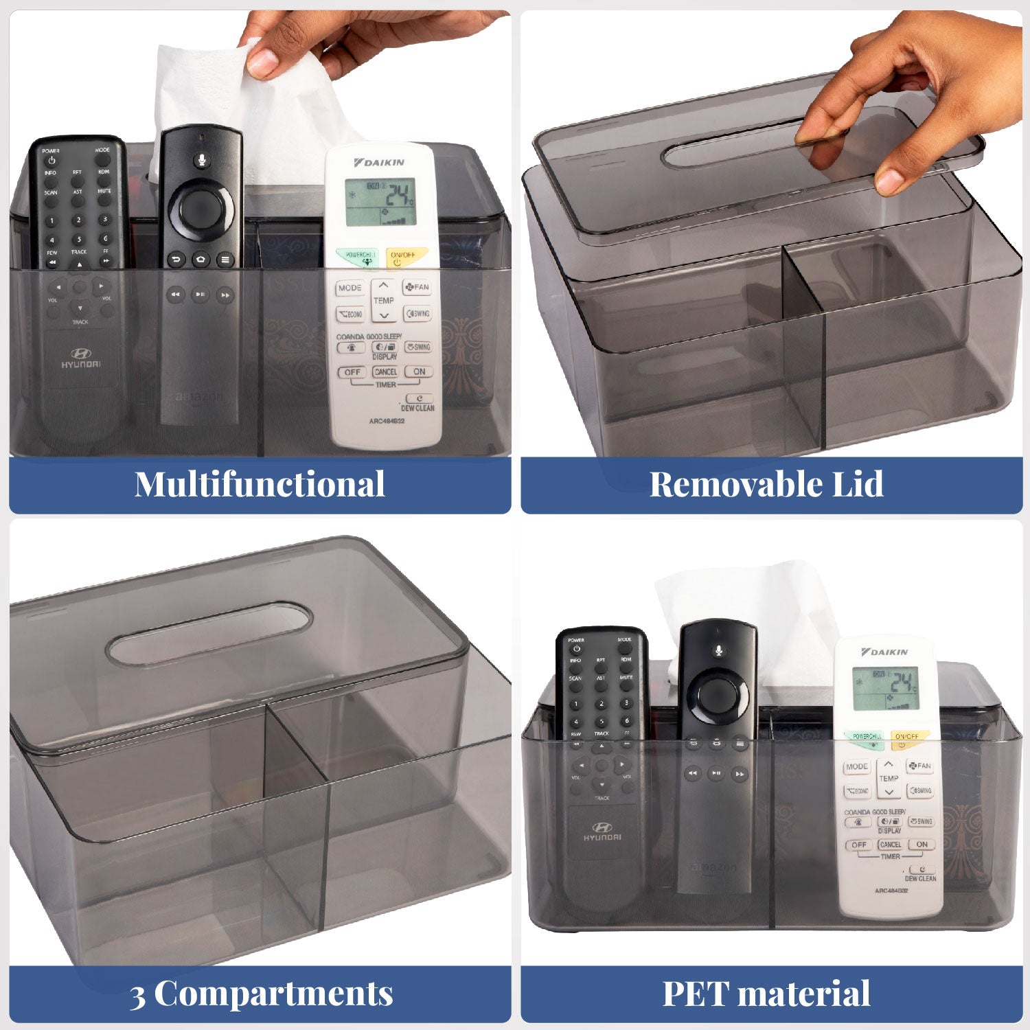 Sneeze saver | Tissue Box Holder with 2 Separate Compartments a Lid