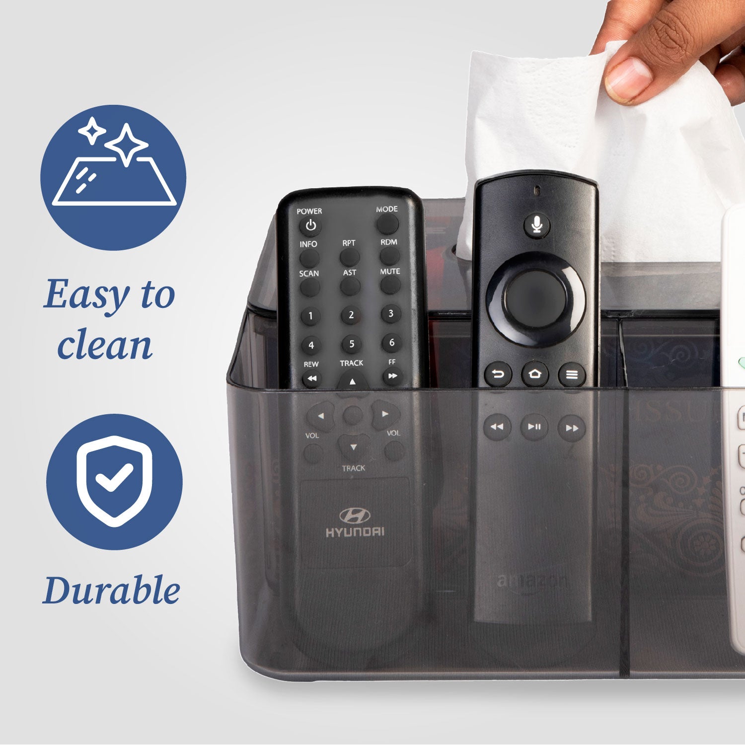Sneeze saver | Tissue Box Holder with 2 Separate Compartments a Lid