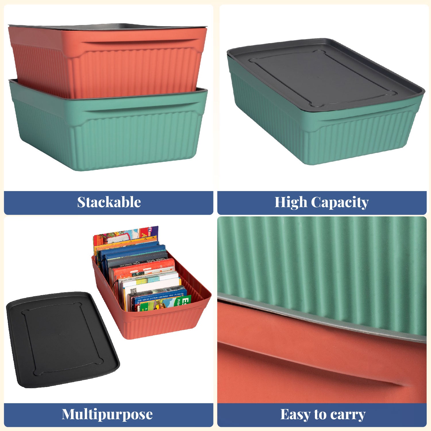 Tidy tub | Multipurpose Plastic Storage Baskets With Lid