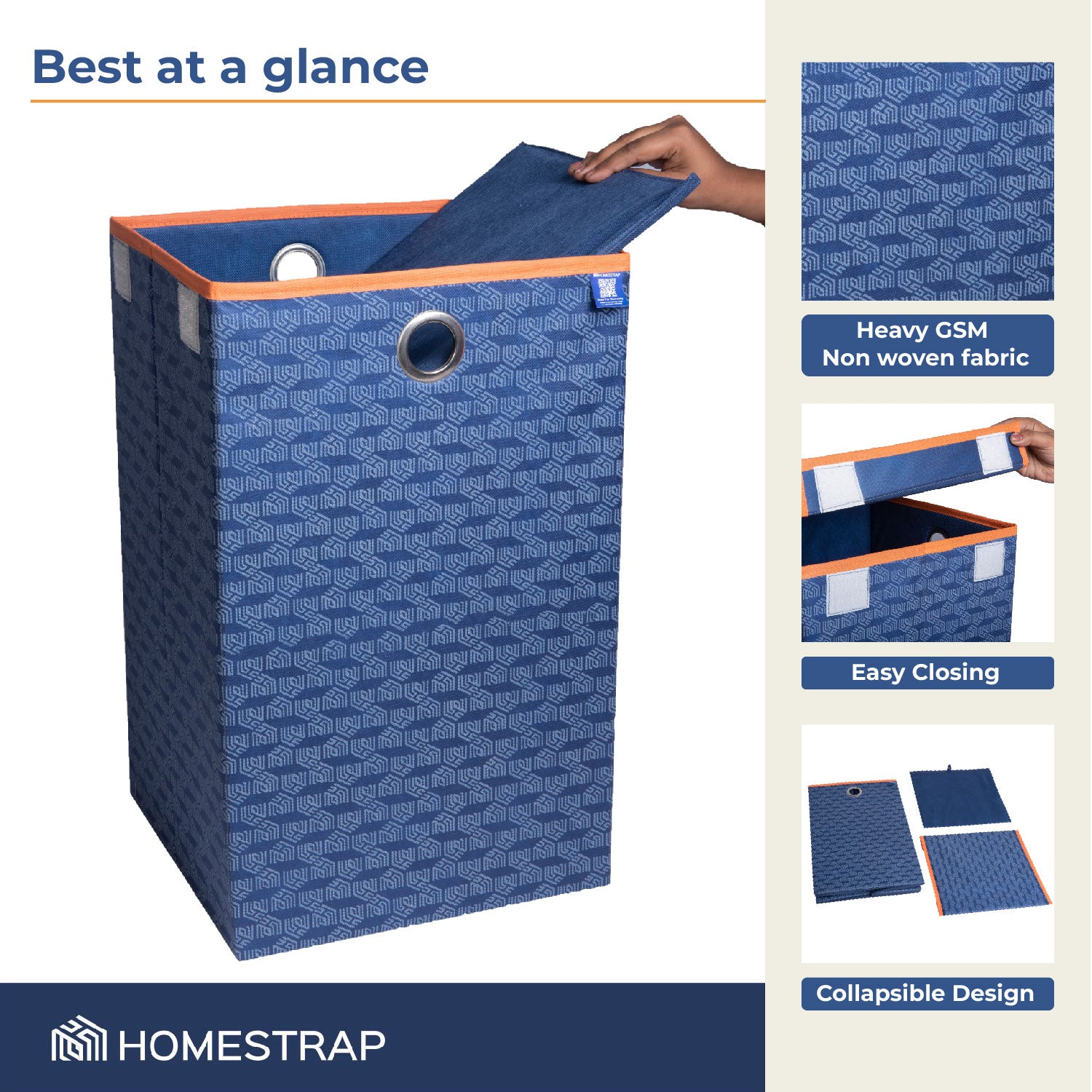 Laundry Basket with Lid Closure | Foldable