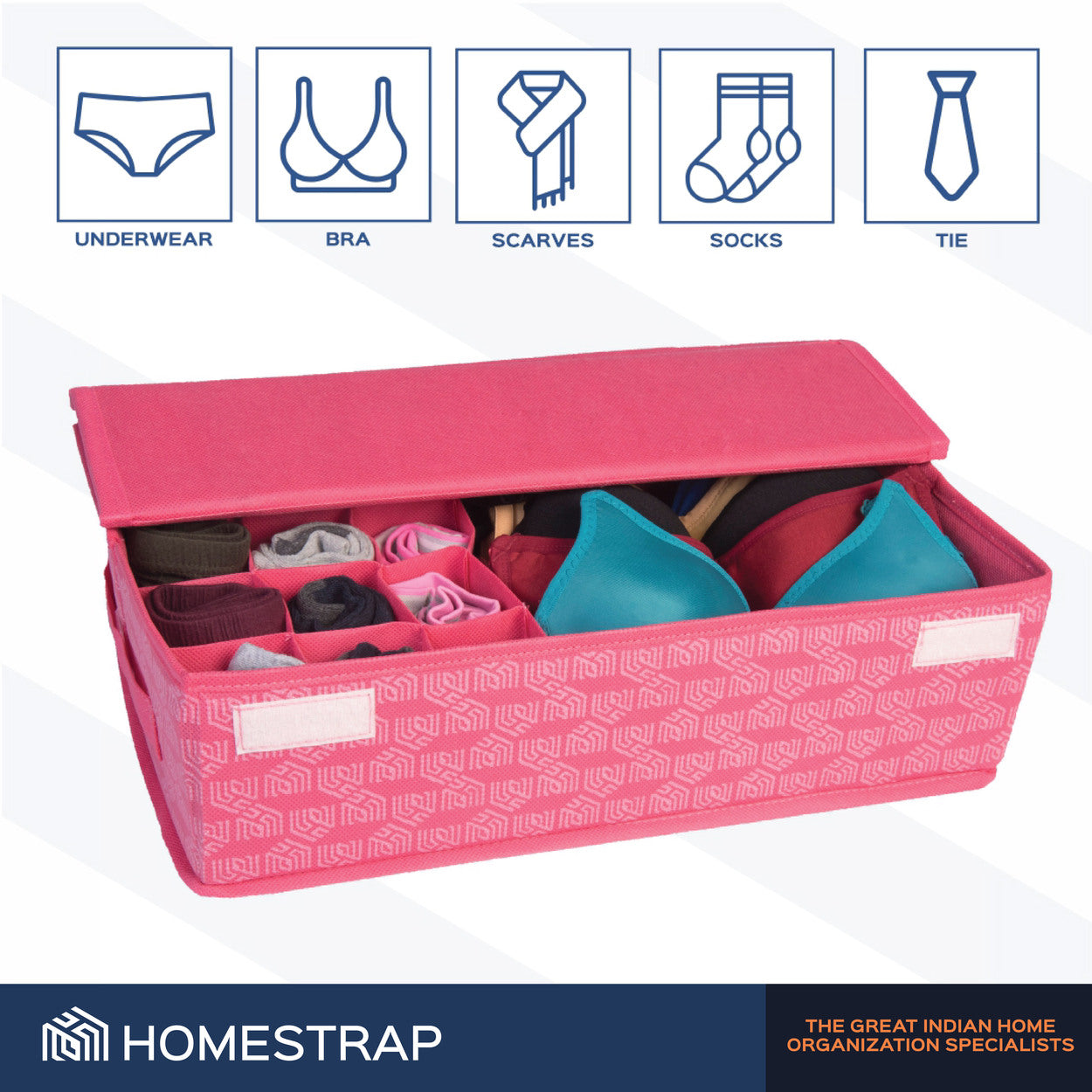 Undergarment Organizer with Lid Closure