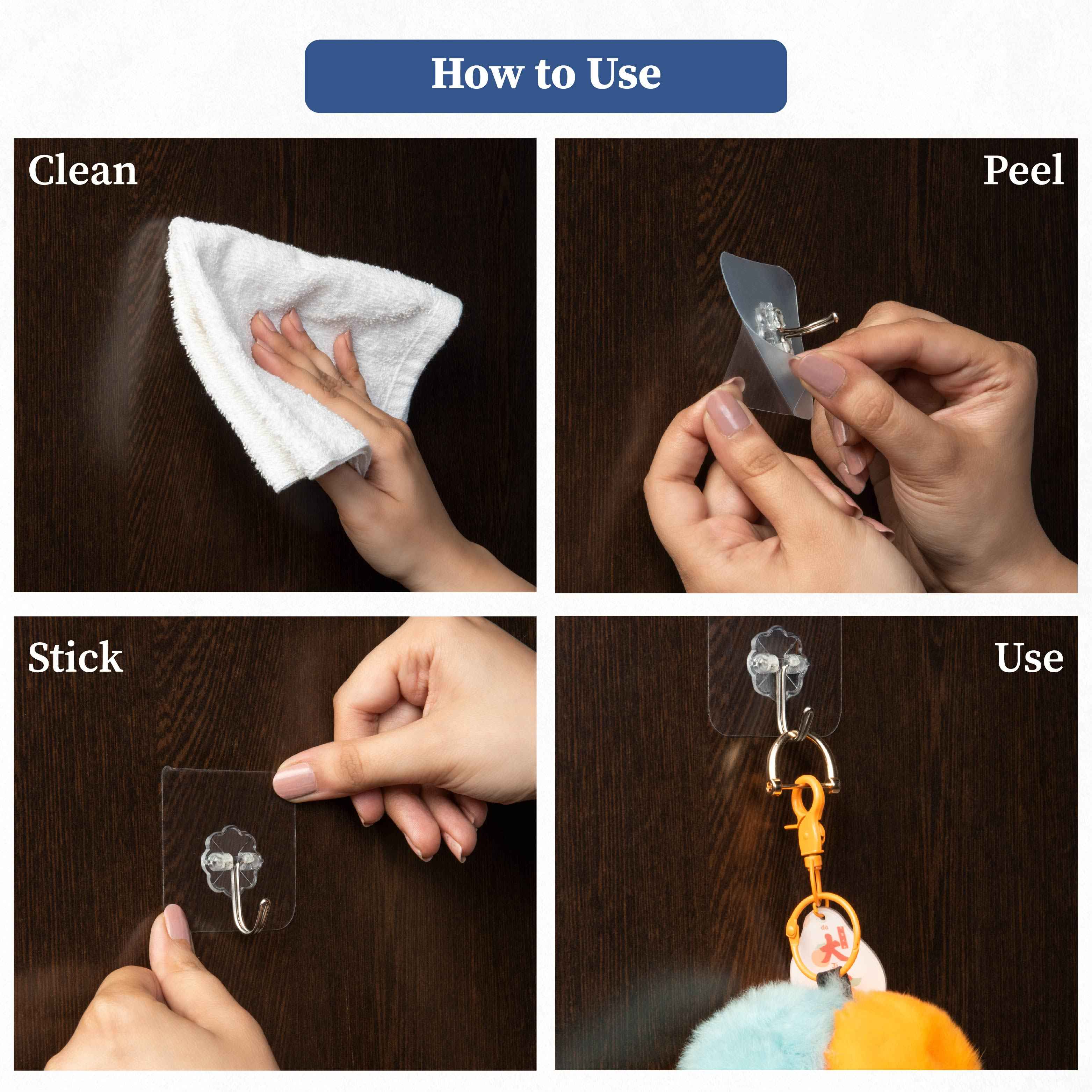 Transparent Self-Adhesive Hooks