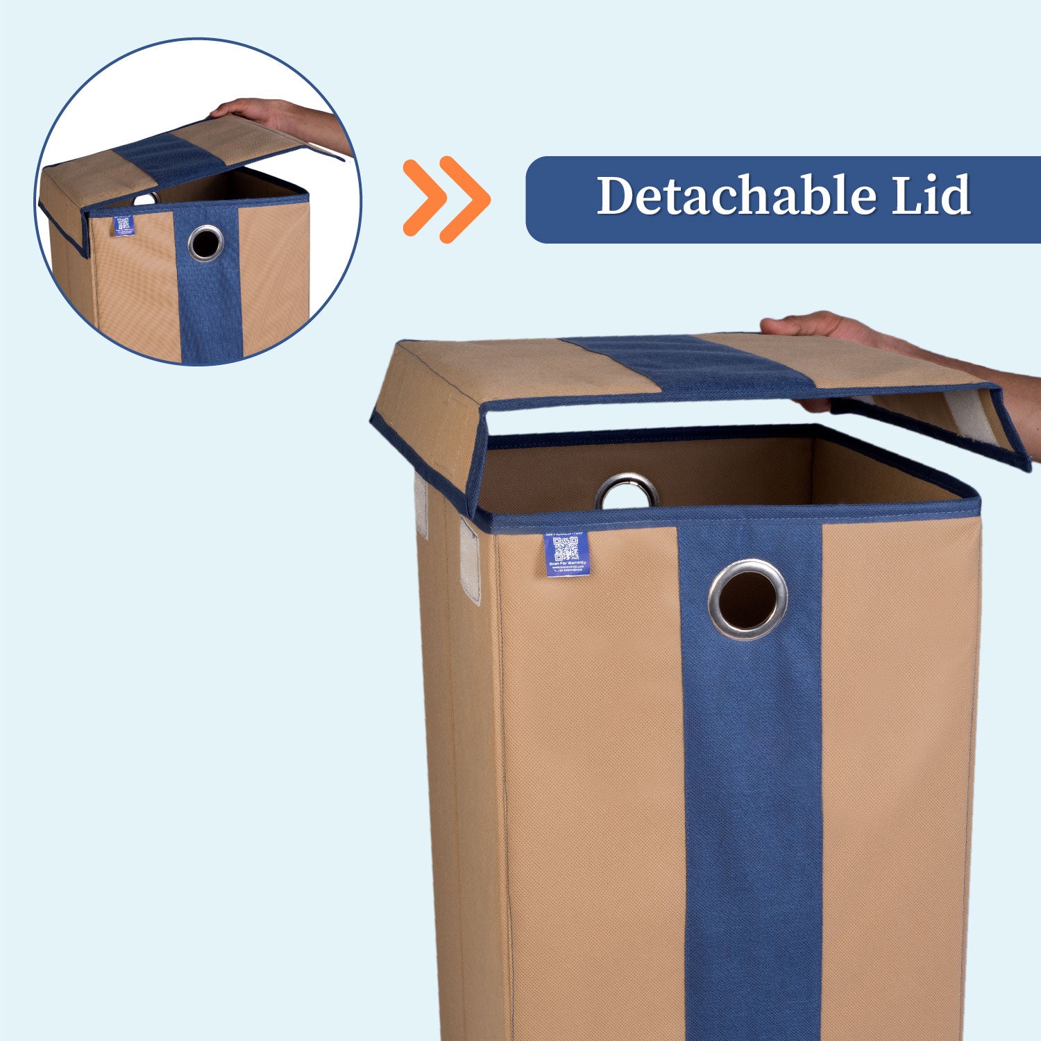Laundry Basket with Lid Closure And Handles | Foldable | 68 Ltrs