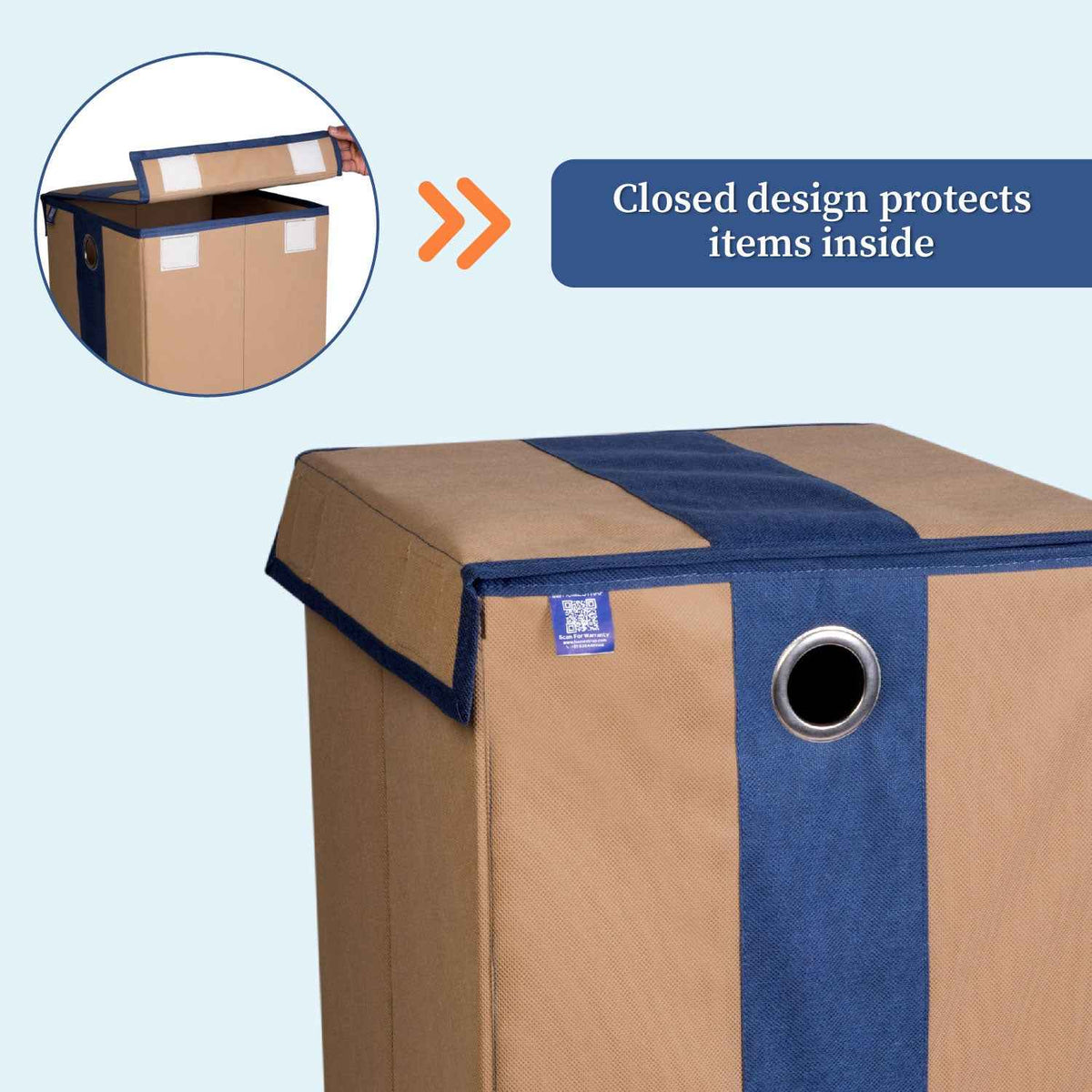 Laundry Basket with Lid Closure And Handles | Foldable | 68 Ltrs