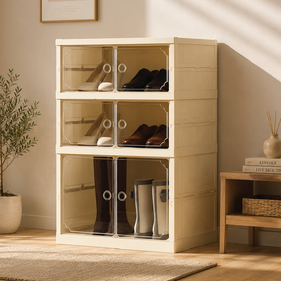 Shoe Stack Foldable Shoe Storage with Wheels