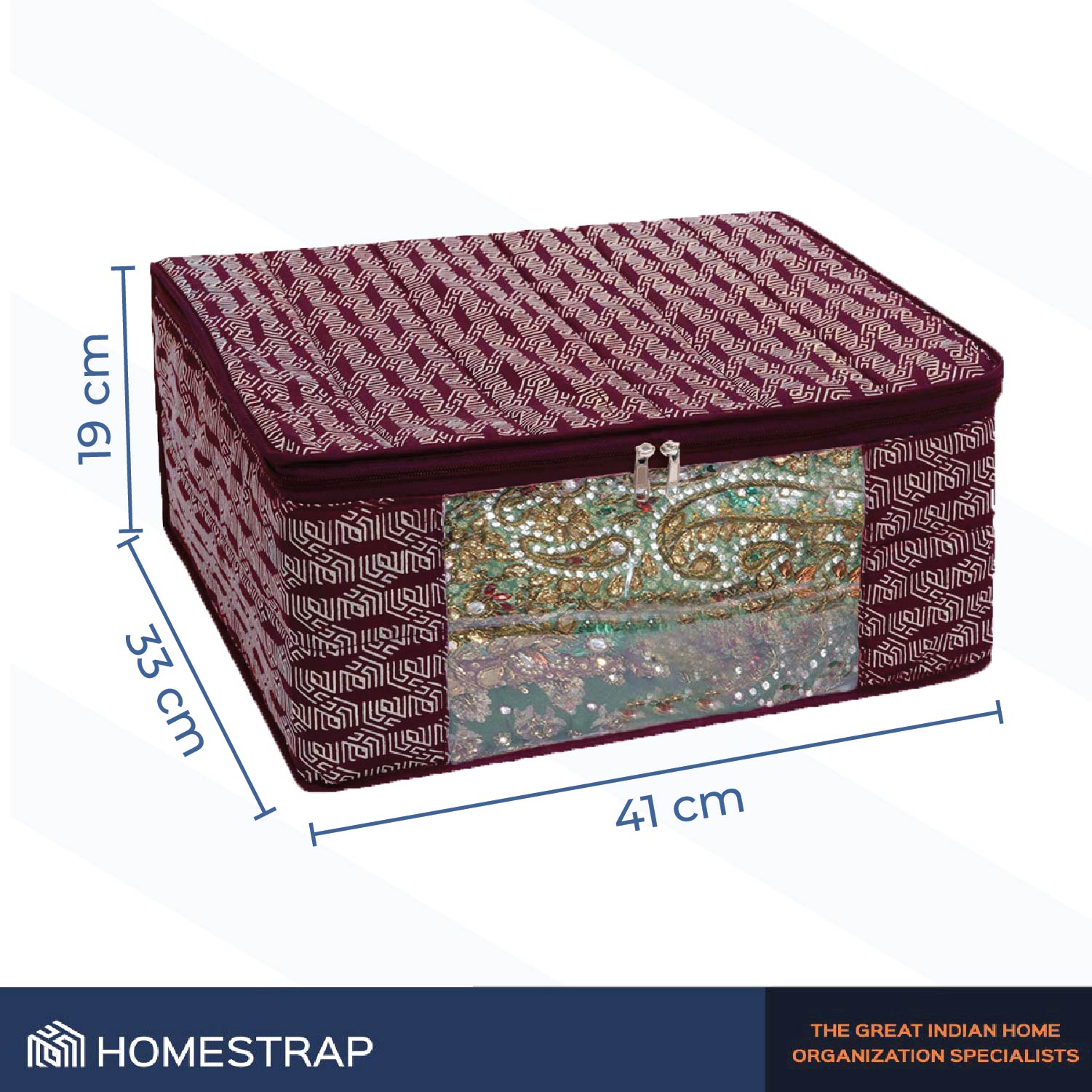 Combo of 1 pc of Hamper Helper | Foldable Laundry Bag with Handle, 2pc of Underbed Organizer | Blanket, Pillow Storage Bag and 2pc of 3 Layered Cotton Quilted Saree Cover