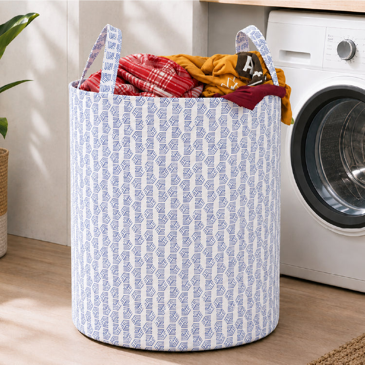 45L Round Non-Woven Printed Laundry Basket for Clothes Storage