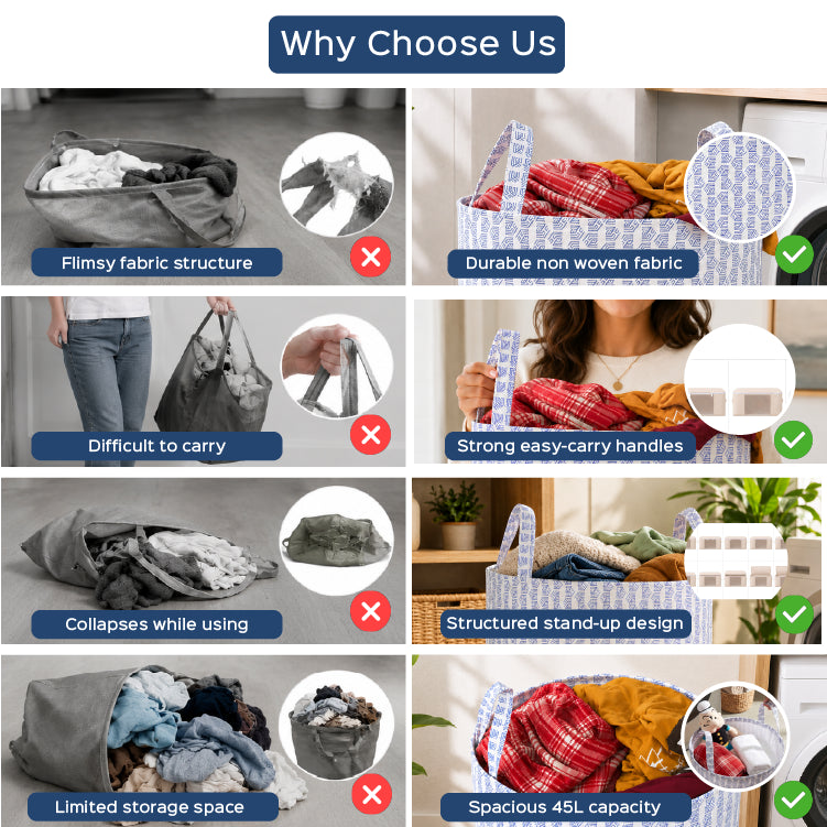 45L Round Non-Woven Printed Laundry Basket for Clothes Storage
