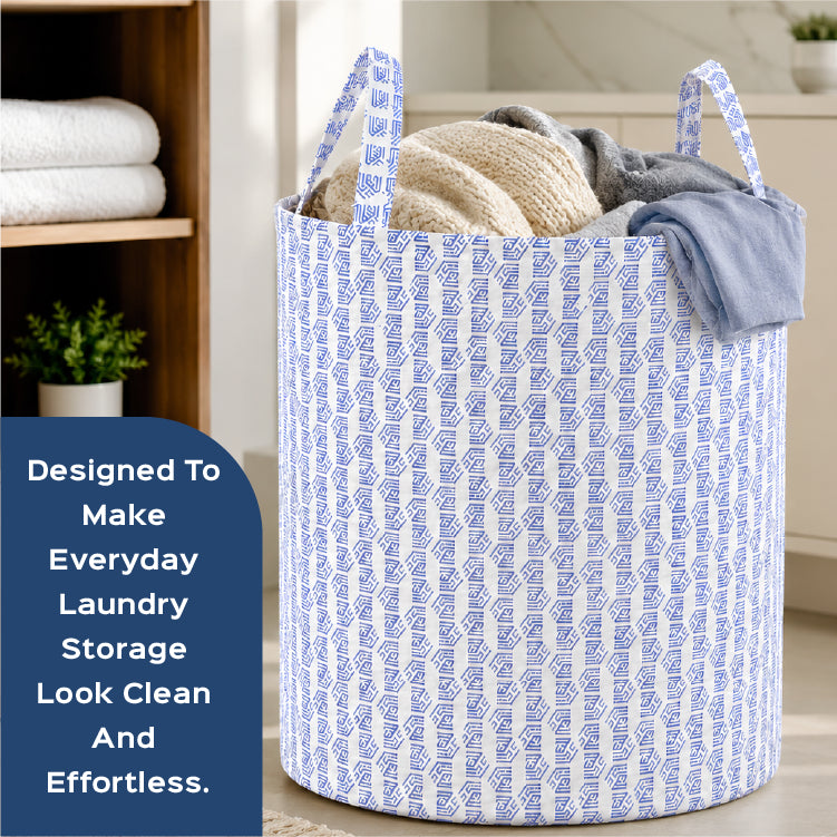 45L Round Non-Woven Printed Laundry Basket for Clothes Storage