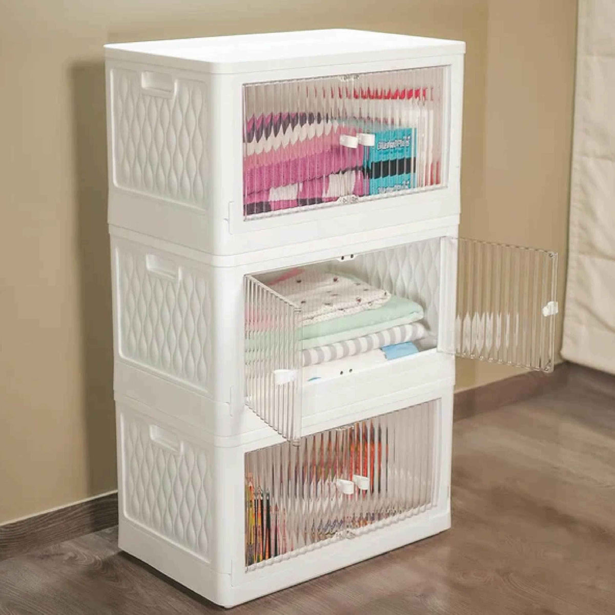 Rollin Stacker / Foldable Storage Box with Wheels (Large)