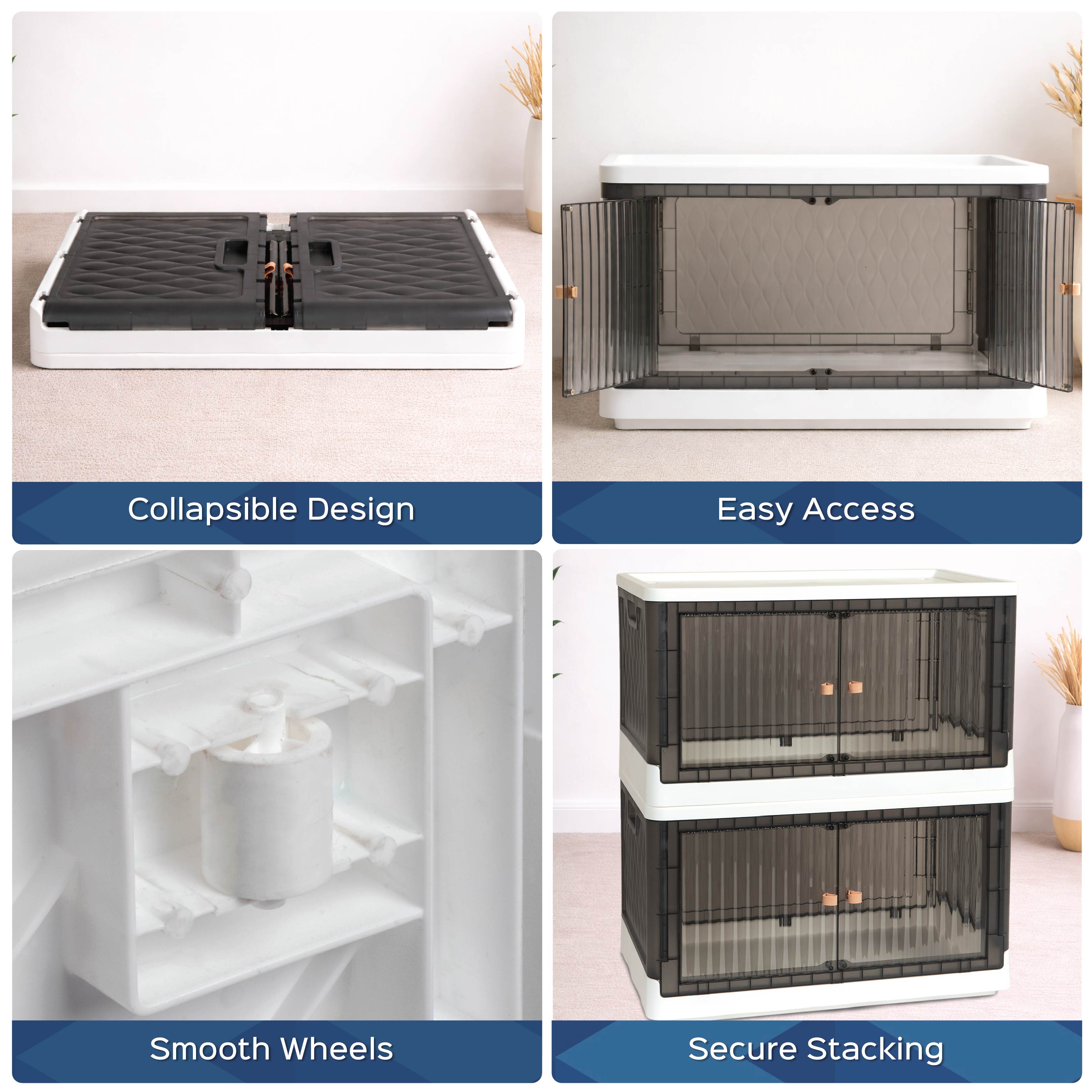 Rollin Stacker / Foldable Storage Box with Wheels (Large)