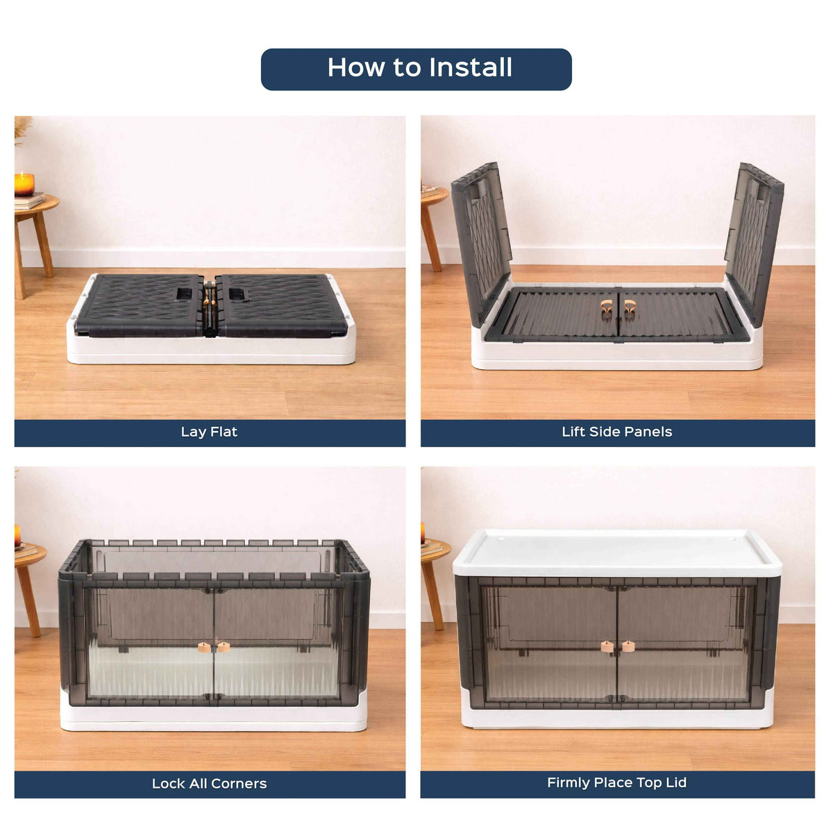 Rollin Stacker / Foldable Storage Box with Wheels (Large)