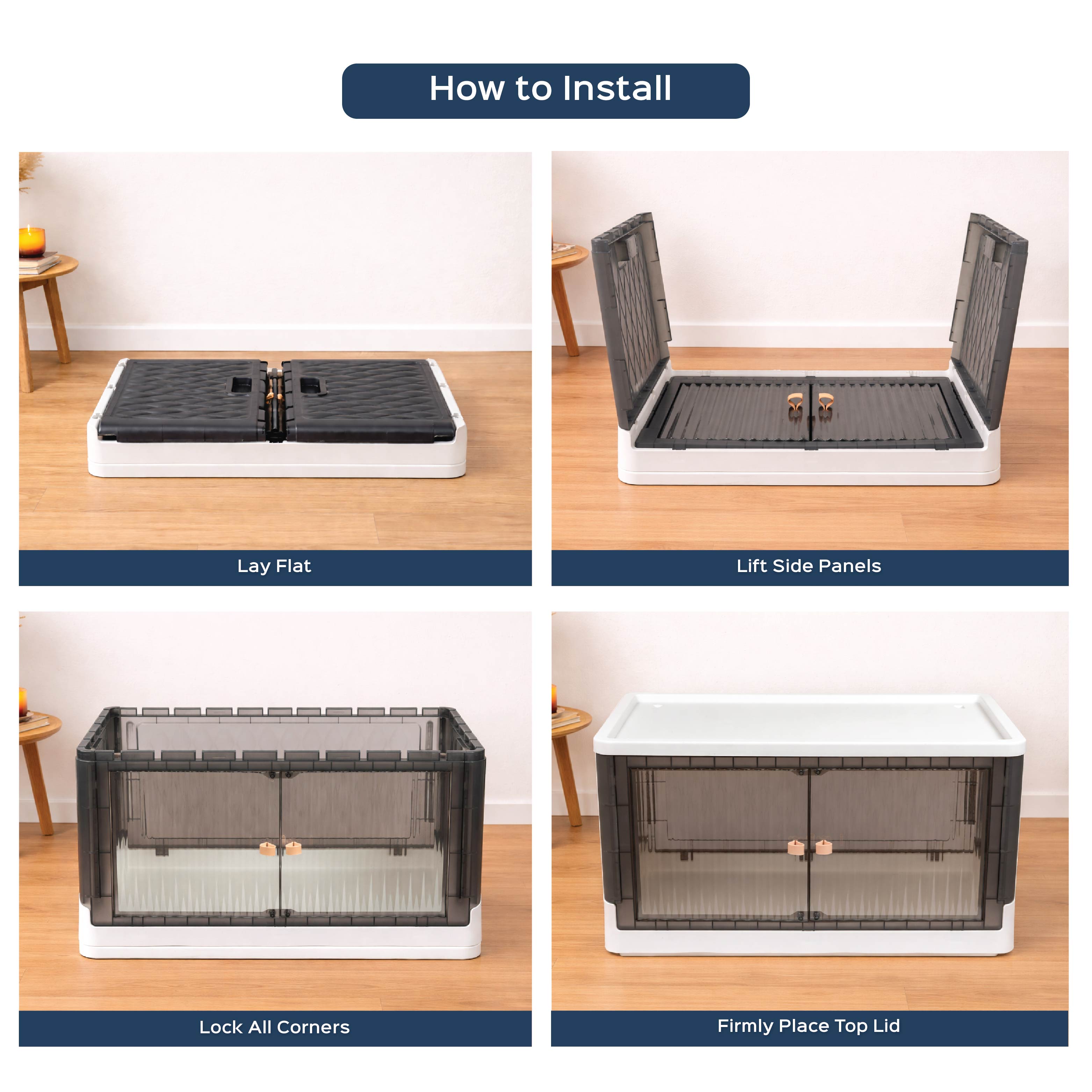Rollin Stacker / Foldable Storage Box with Wheels (Large)