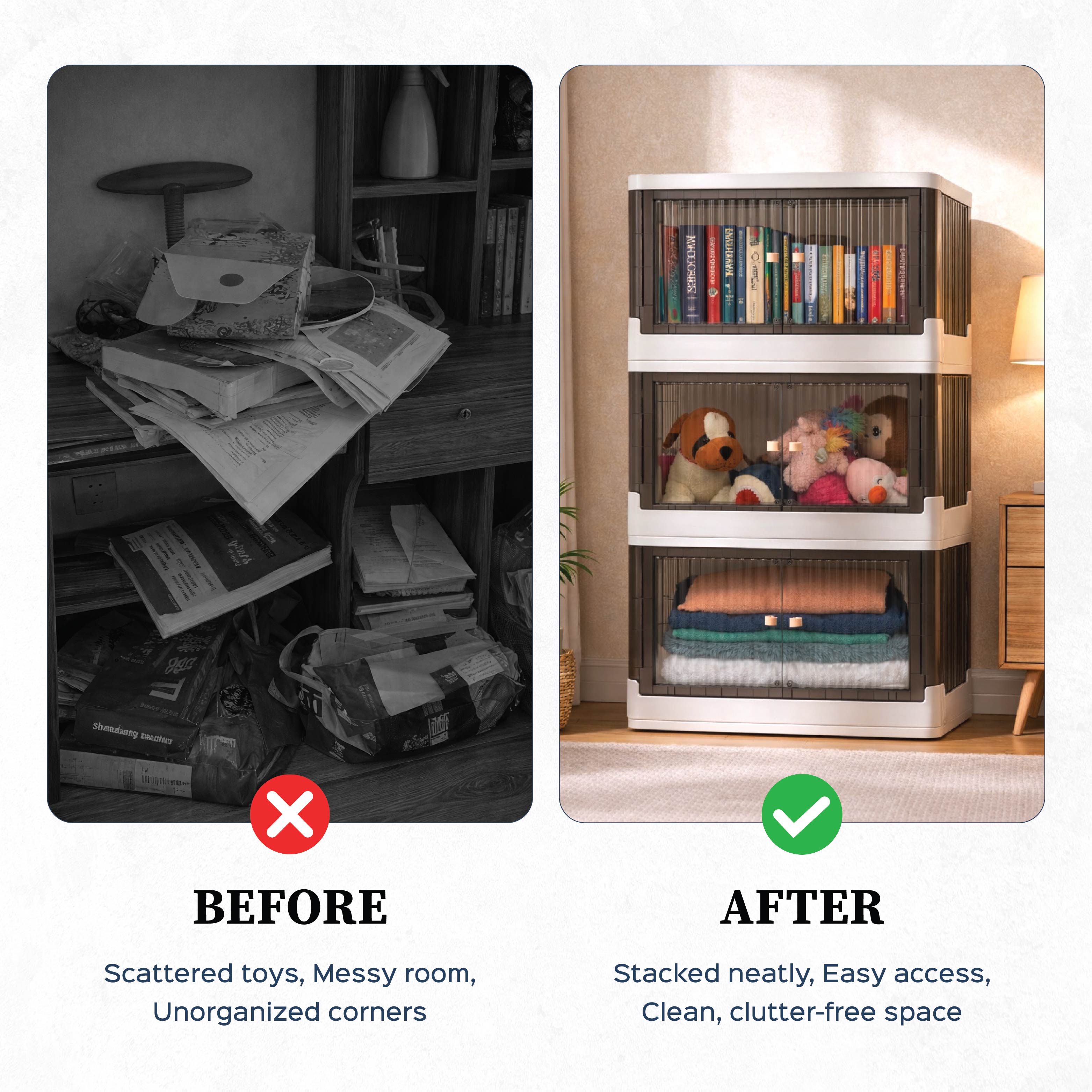 Rollin Stacker / Foldable Storage Box with Wheels (Large)